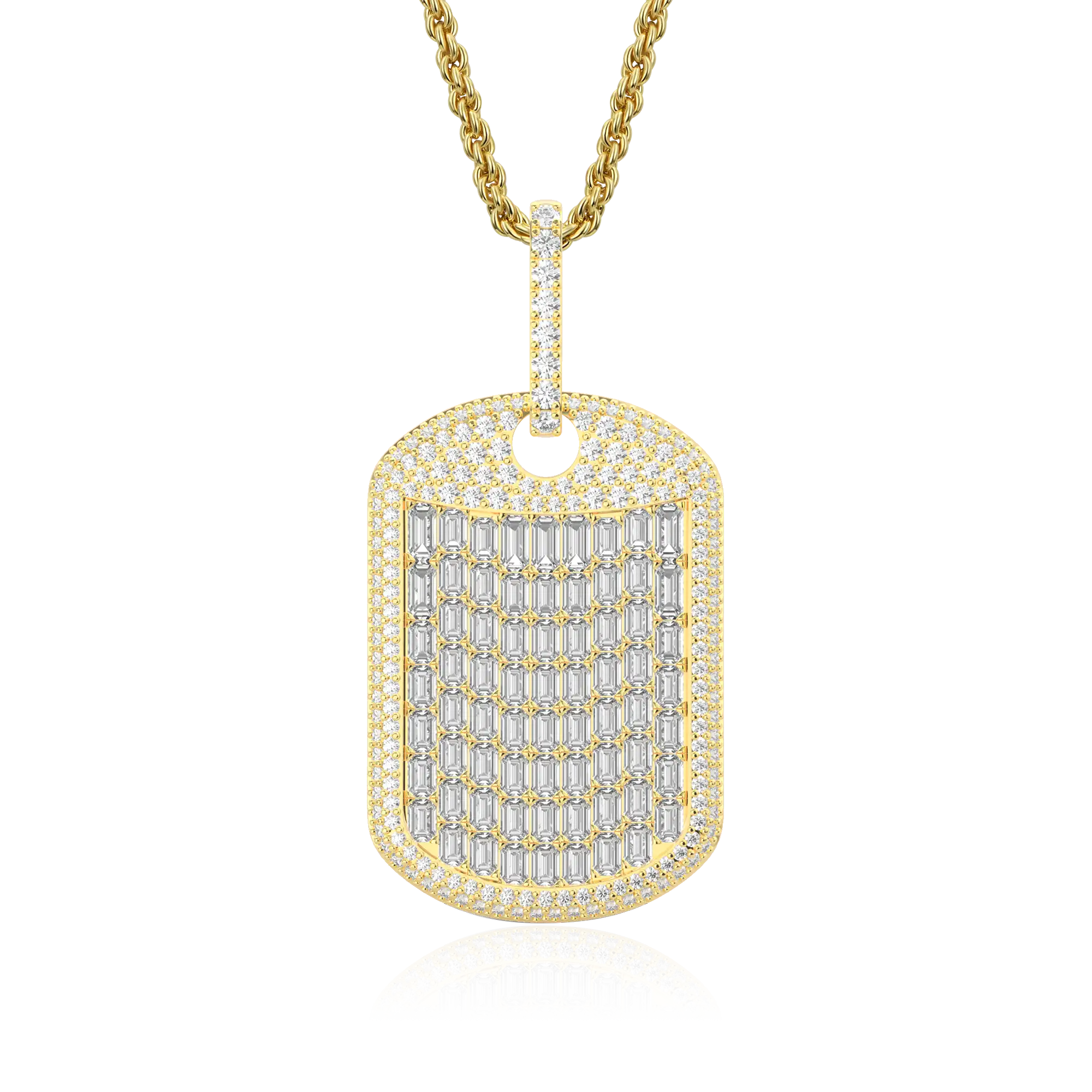 Custom Iced Out Baguette Cut Dog Tag Pendant