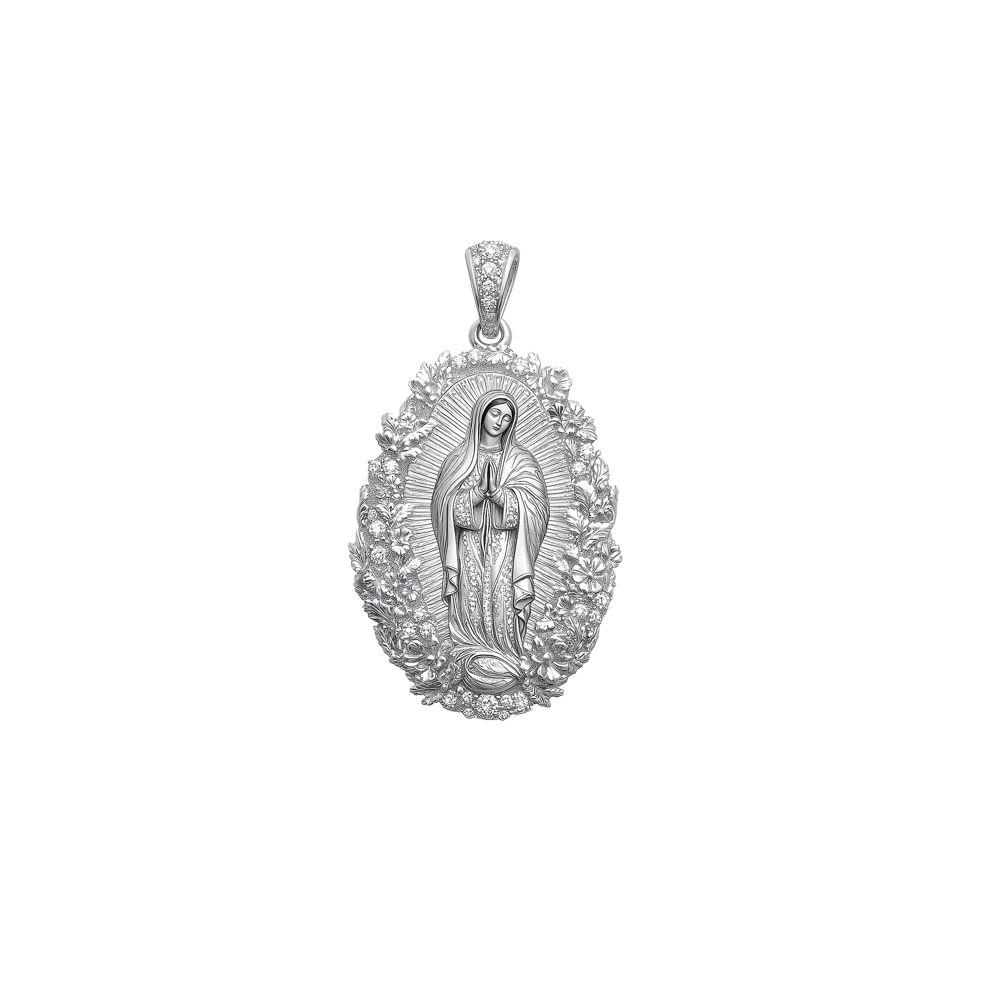 Moissanite Saint Mary Floral Grace Pendant