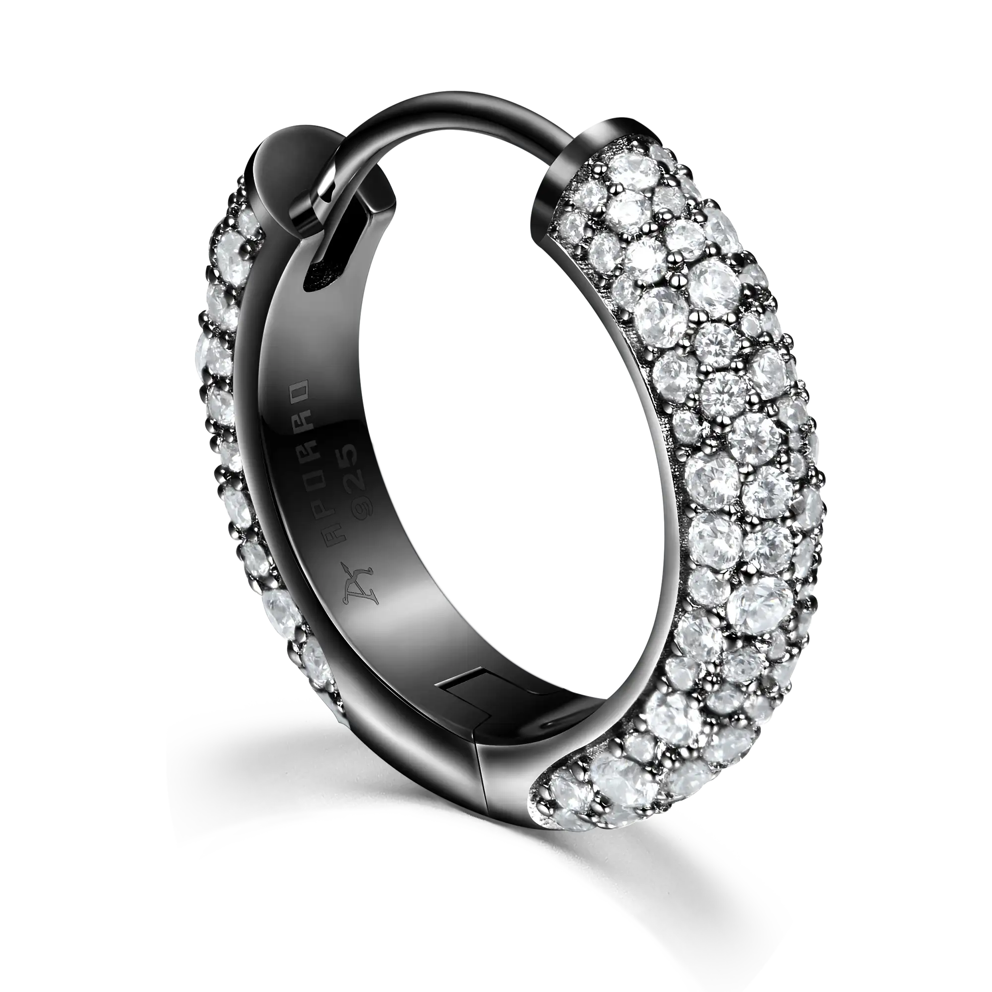 S925 Round Paved Hoop Earring - Medium