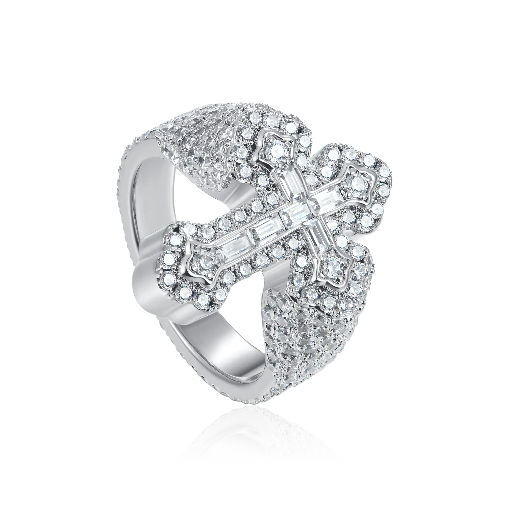 Baguette Iced Cross Ring