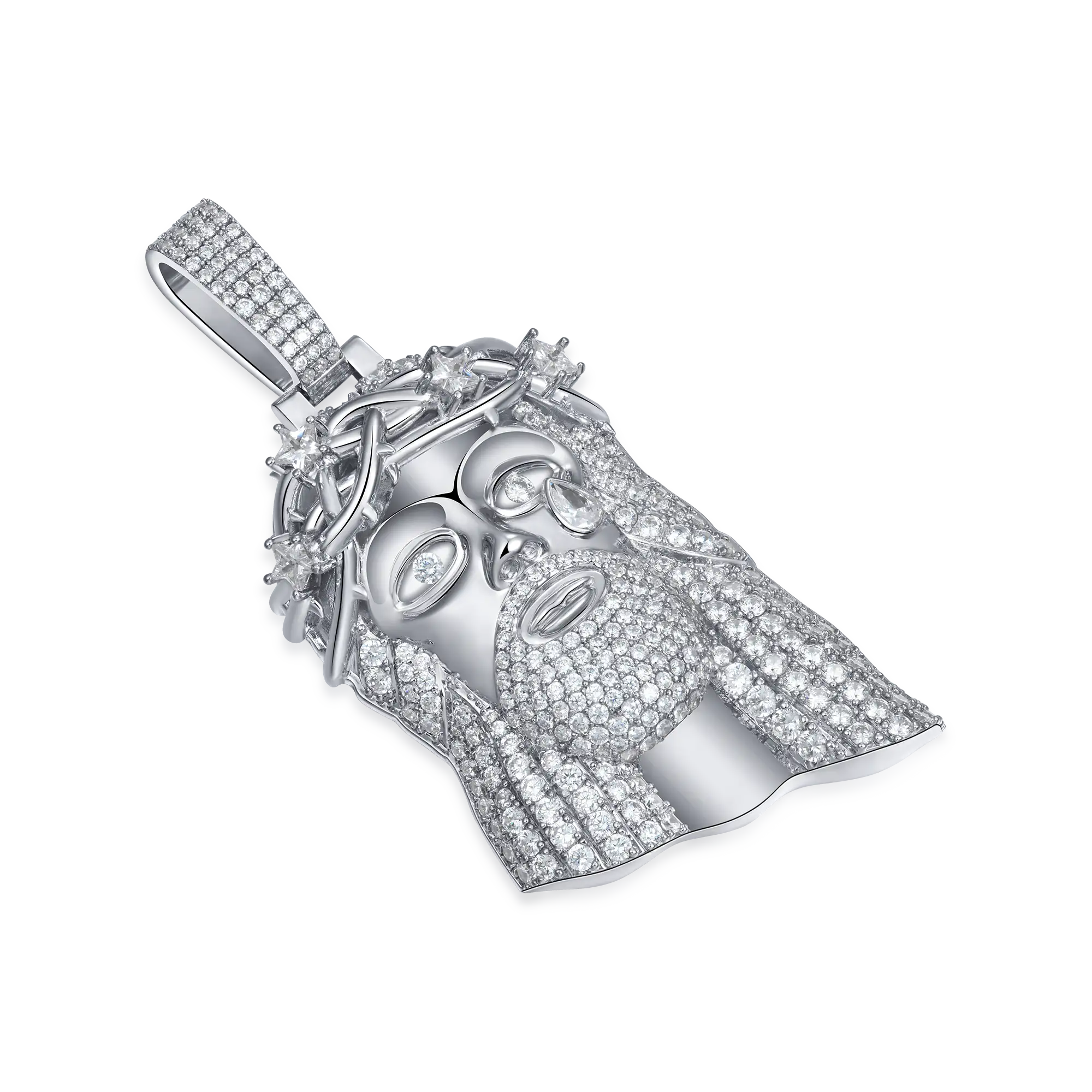 White Gold Stellar Jesus Pendant - Medium