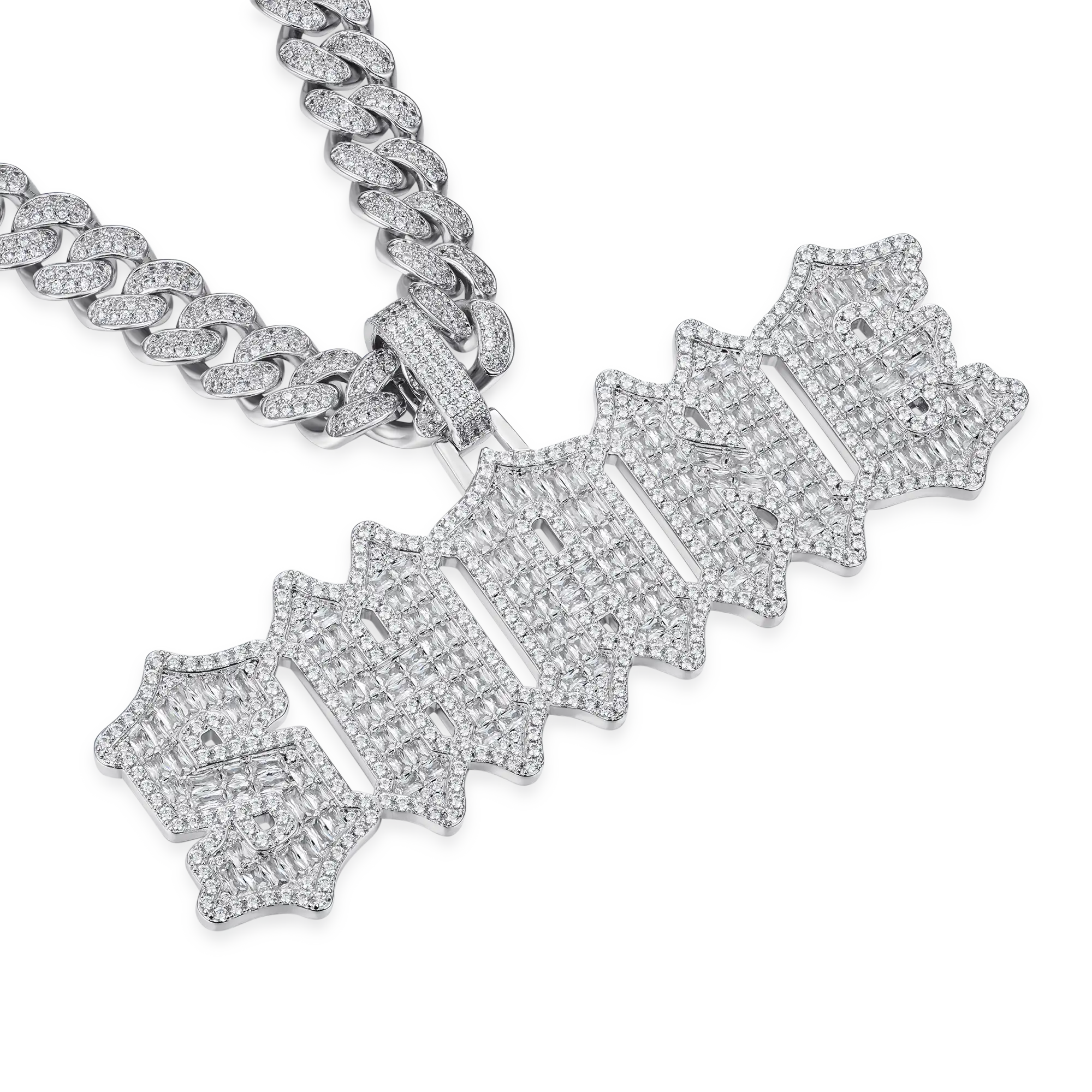 Custom Emerald Cut Gothic Font Pendant