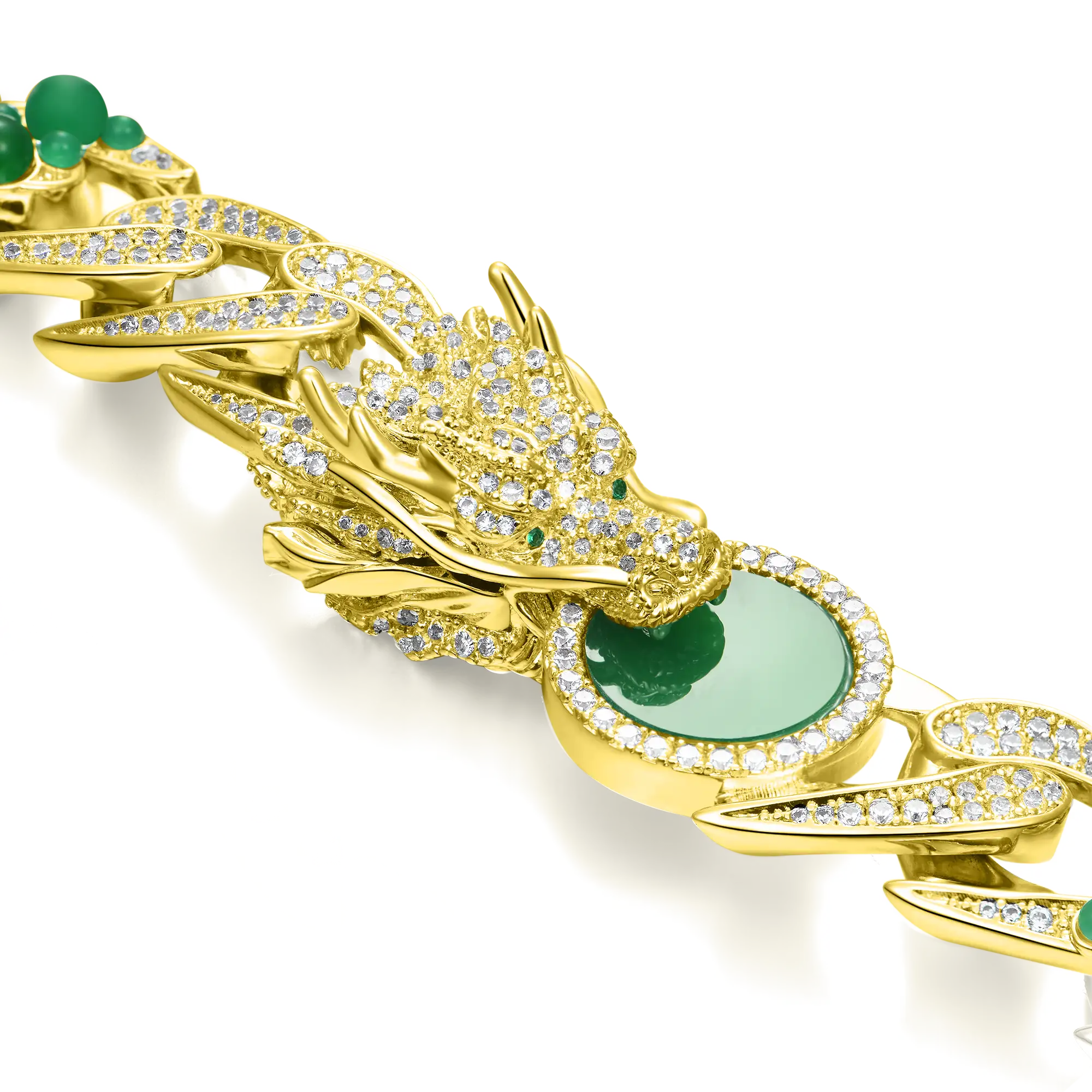 WONG Ⅱ Ridge Iced Jade Beads Cuban Necklace - 15mm