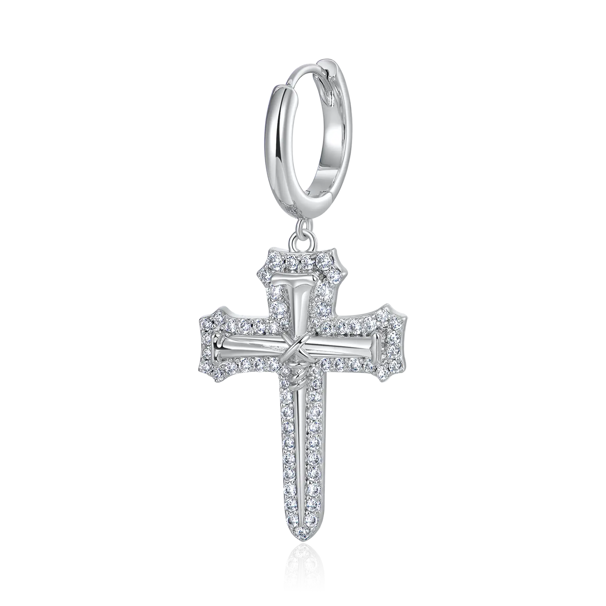 Nail Cross Dangly Earring