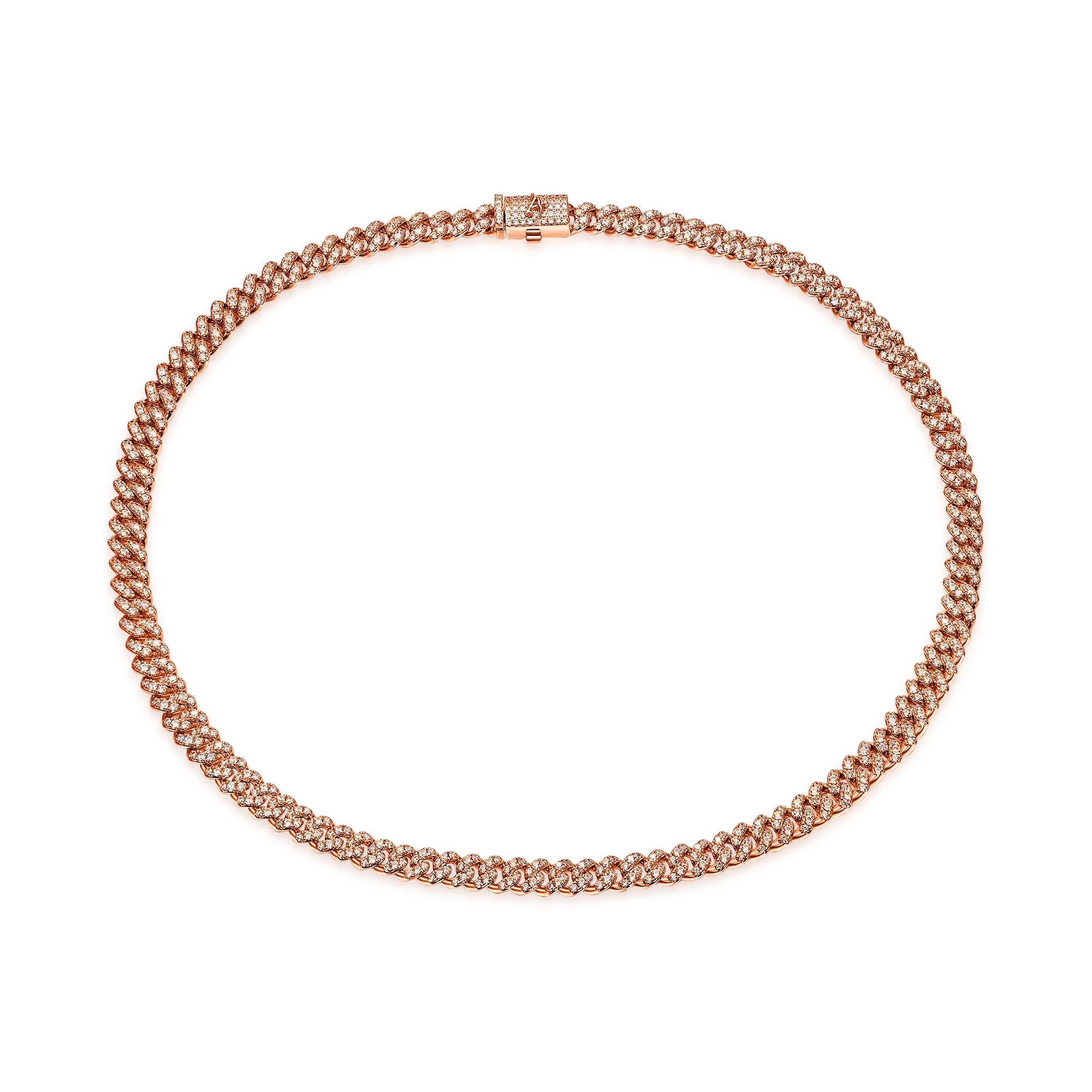 6mm Micro Round Cut Cuban Link Chain - Rose Gold