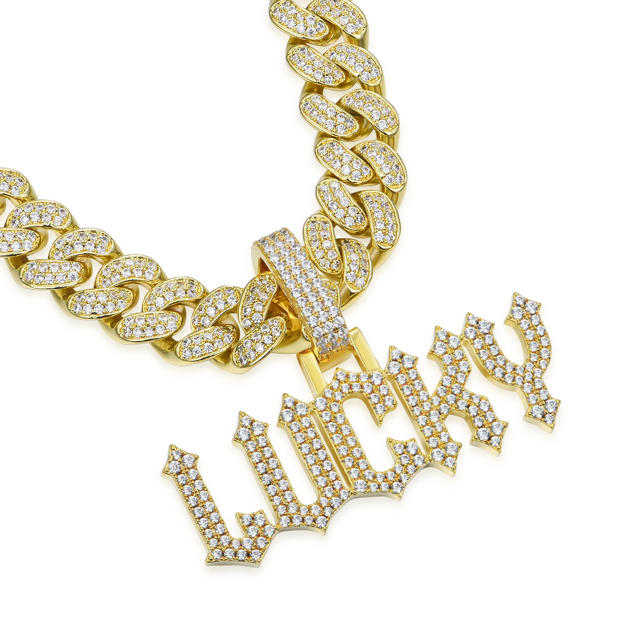 Custom Moissanite Gothic Font Letter/Number Gold Name Pendant