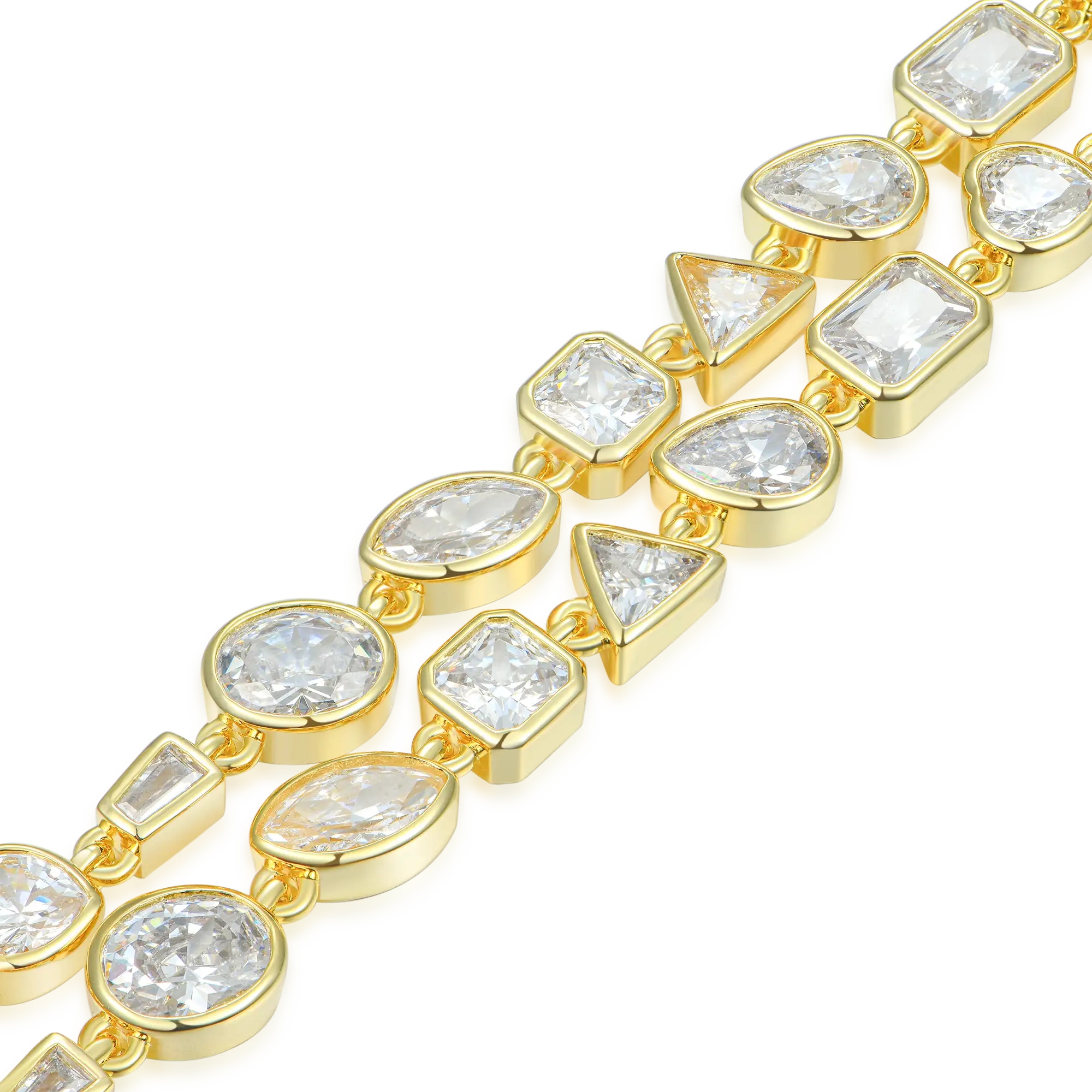 Women's Mixed Shape Gemstone Bezel Chain - 6mm