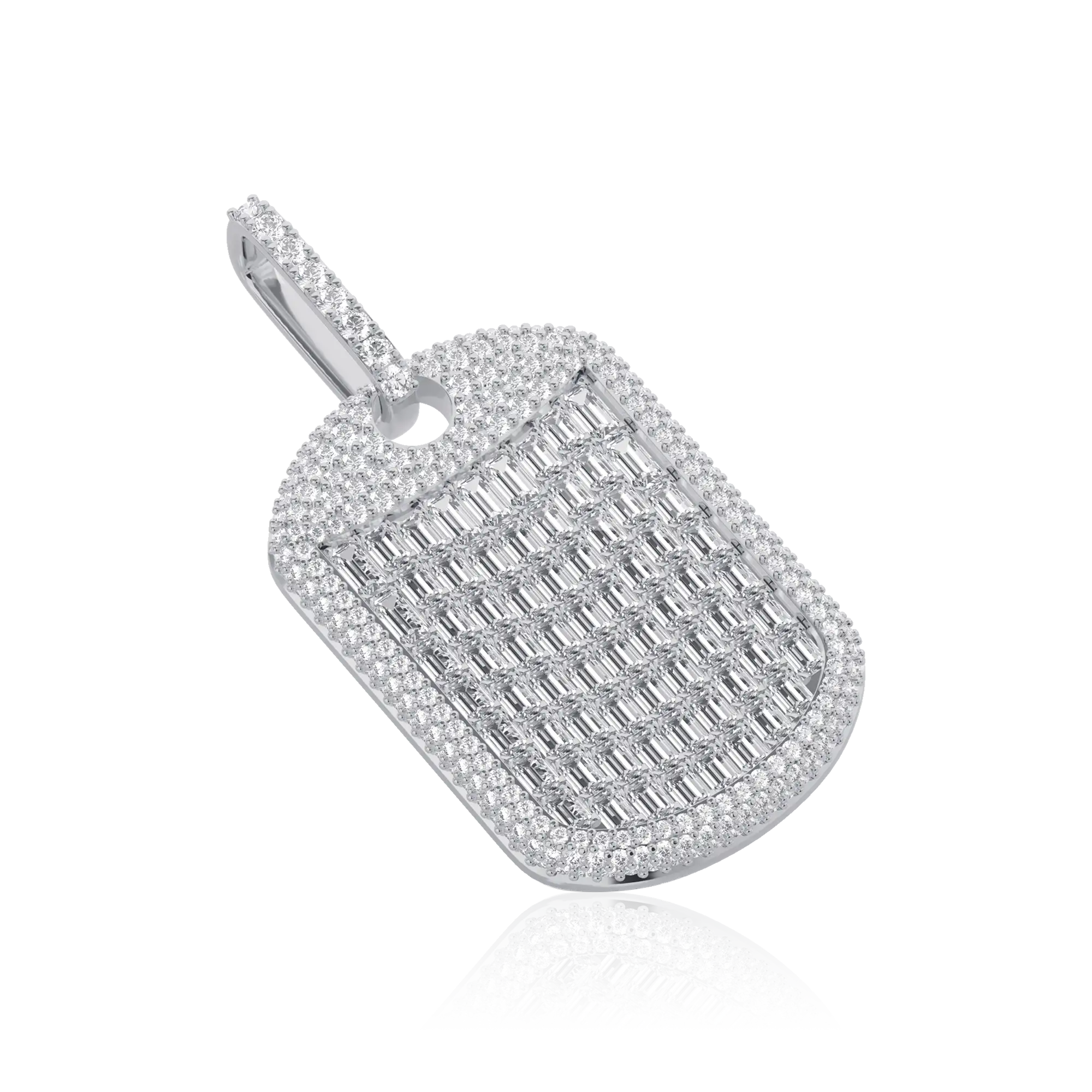 Custom Iced Out Baguette Cut Dog Tag Pendant