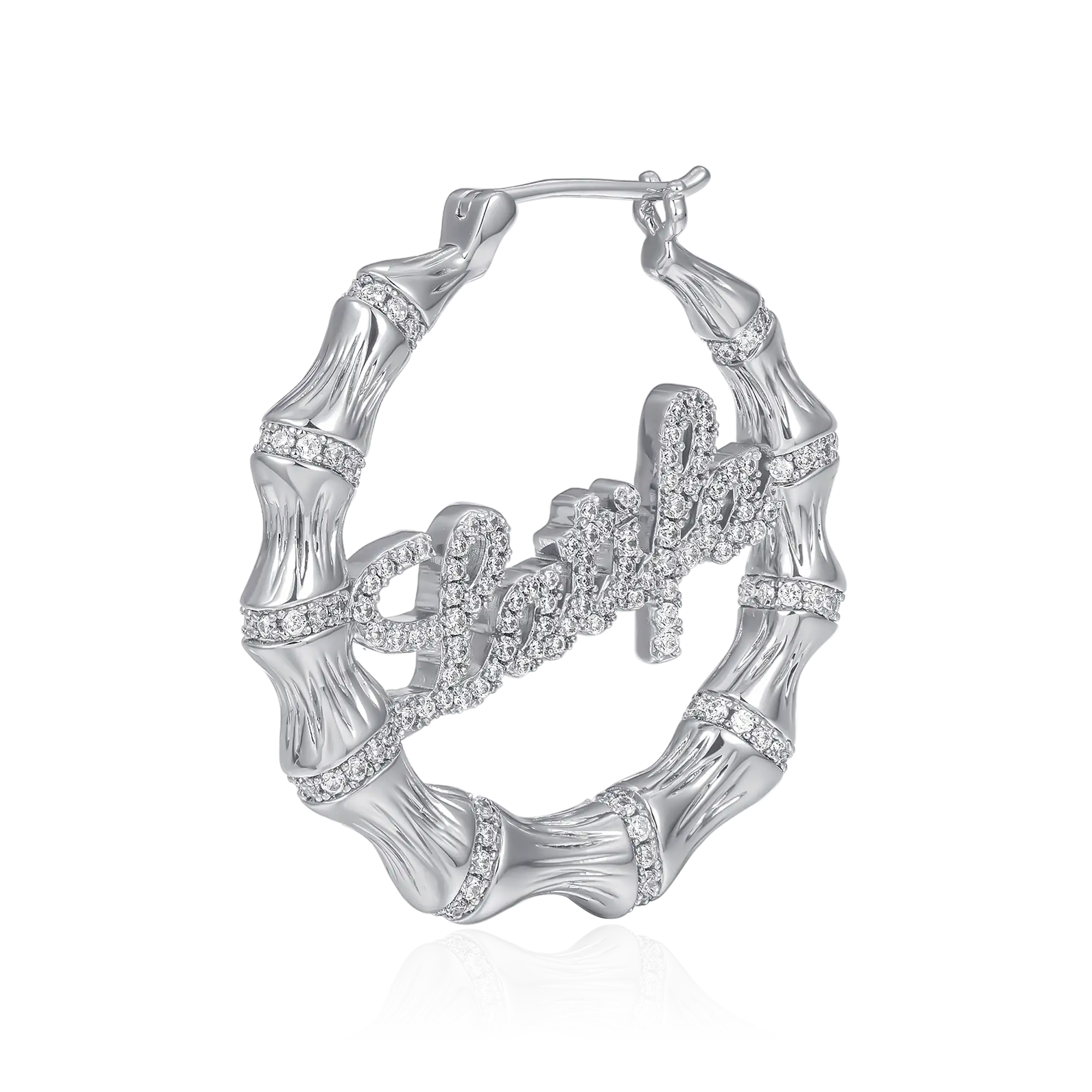 Custom Name Bamboo Joint Hoop Earring