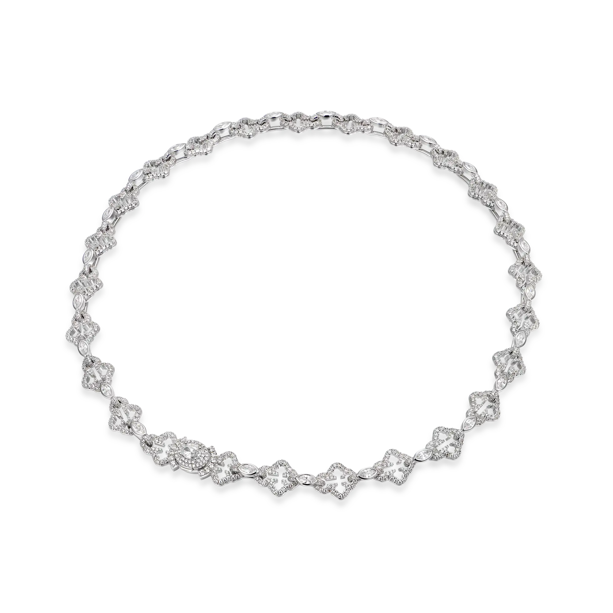 Marquise Cut Mix Bottoni Cross Link Chain - 12mm