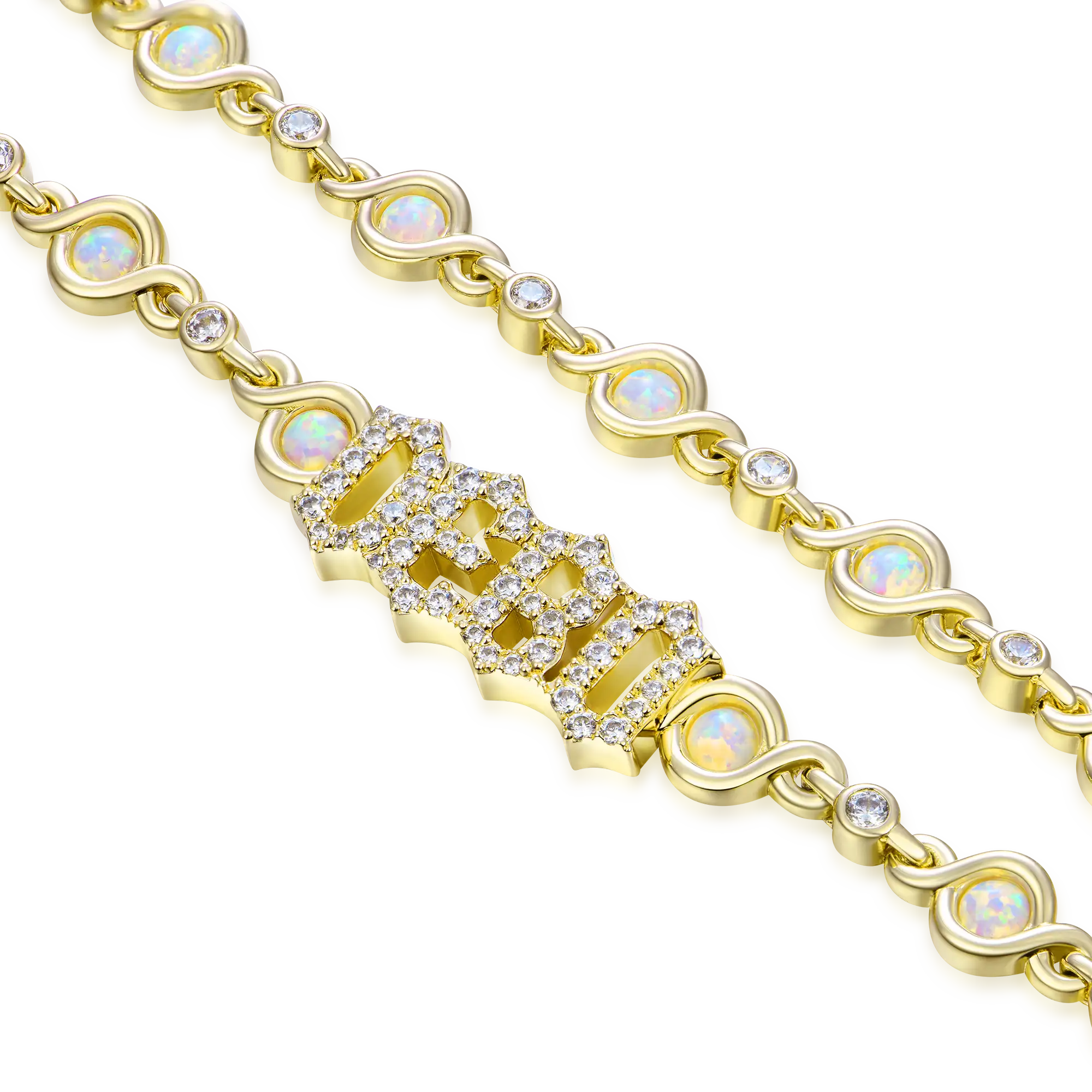 Gothic Font Opal Custom Necklace - 5mm