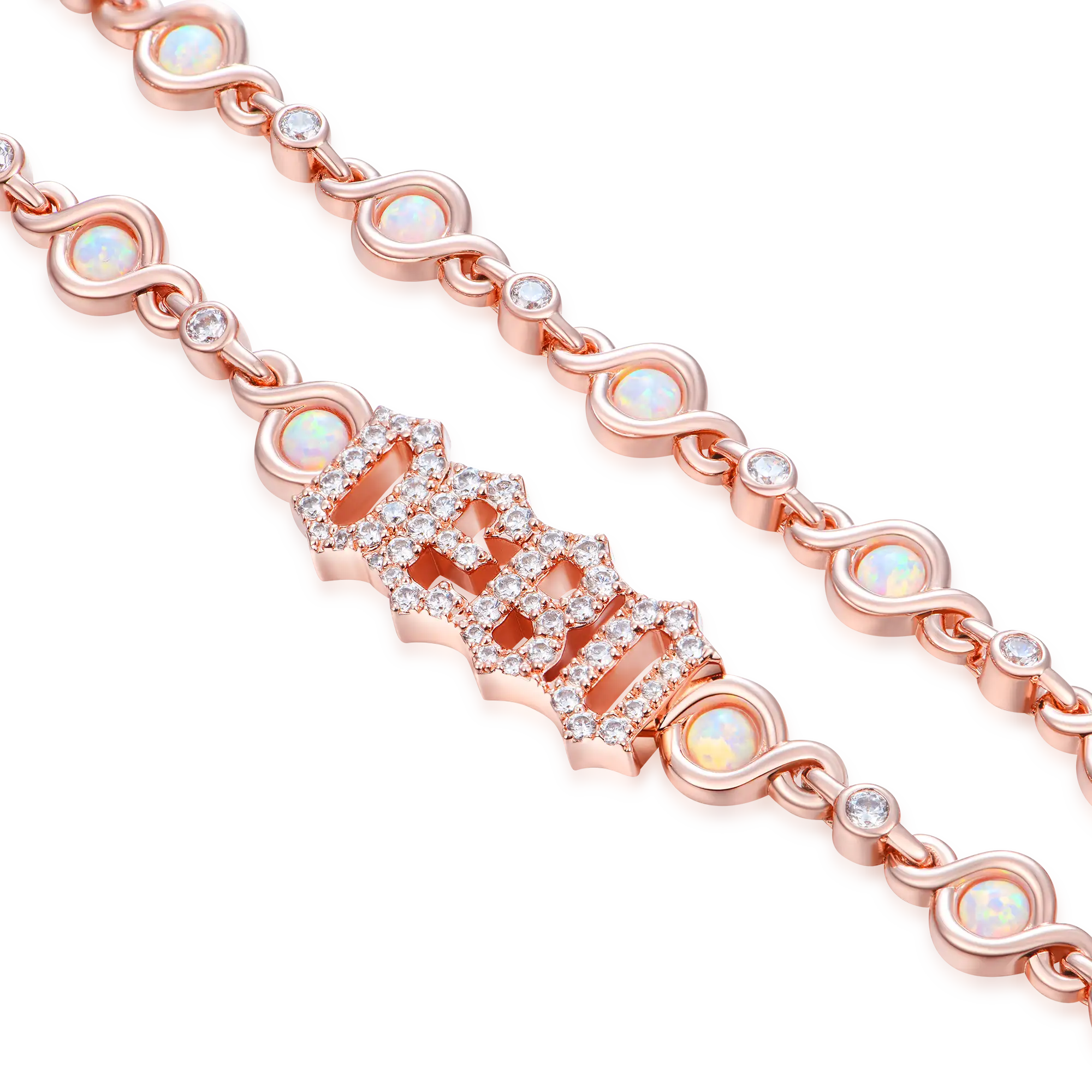 Gothic Font Opal Custom Necklace - 5mm
