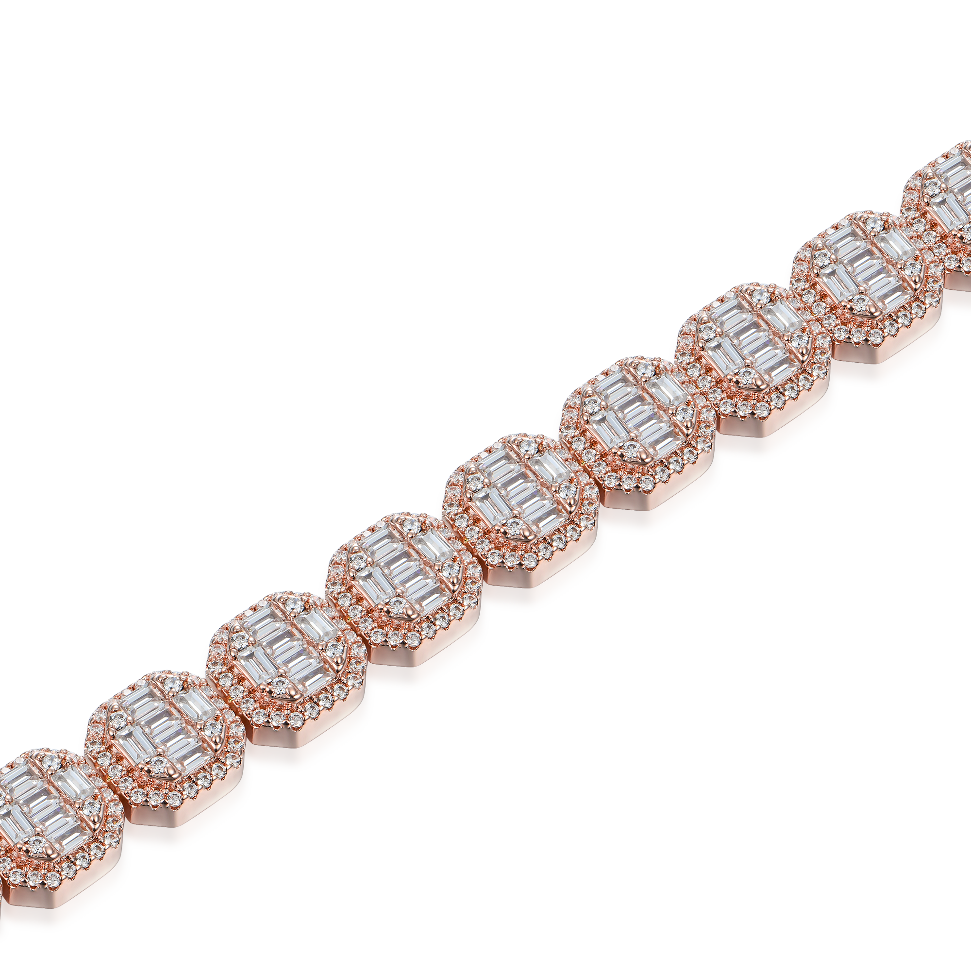 Baguette Clustered Tennis Bracelet - 8mm