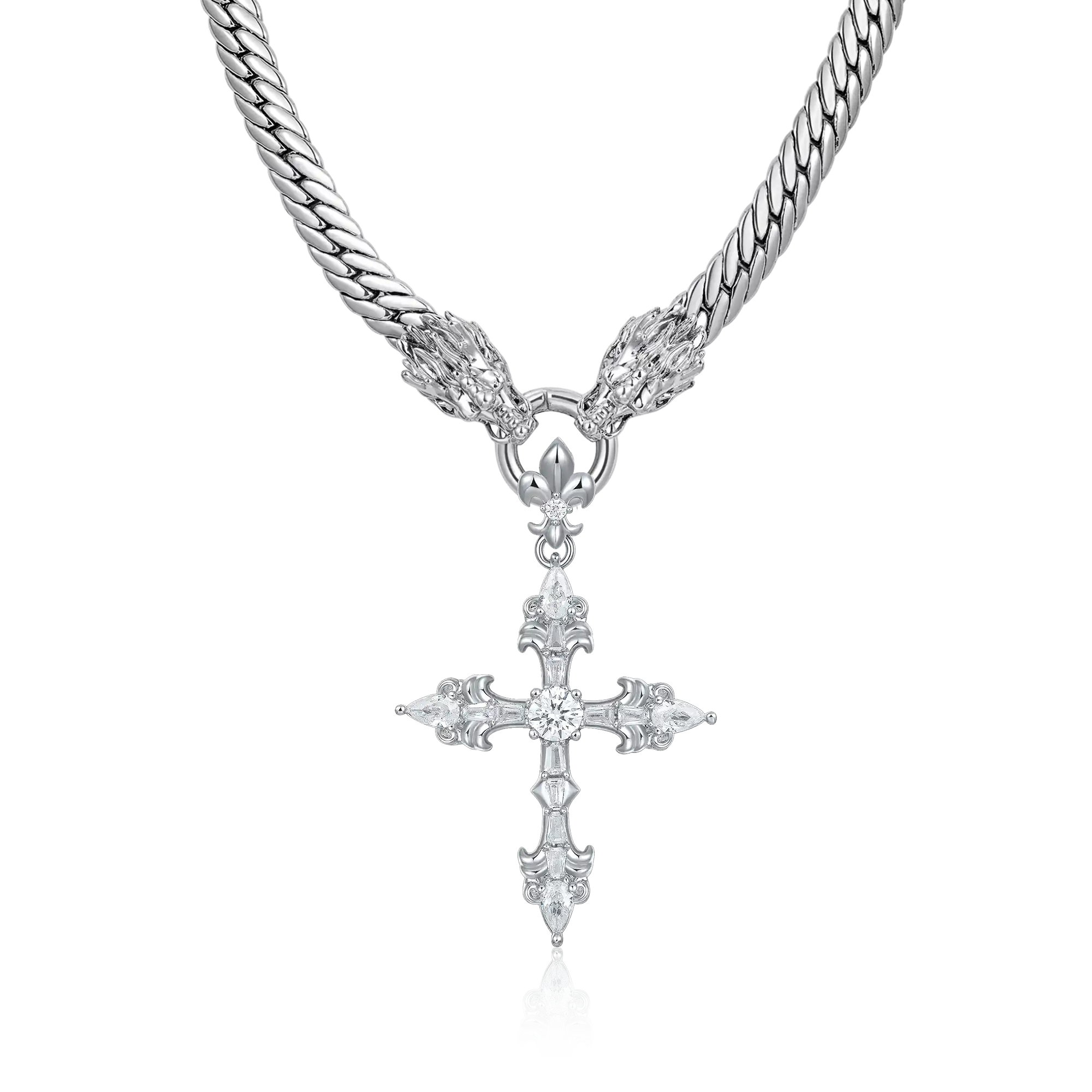 WONG Dragon Fleur Cross Chain & Pendant Set