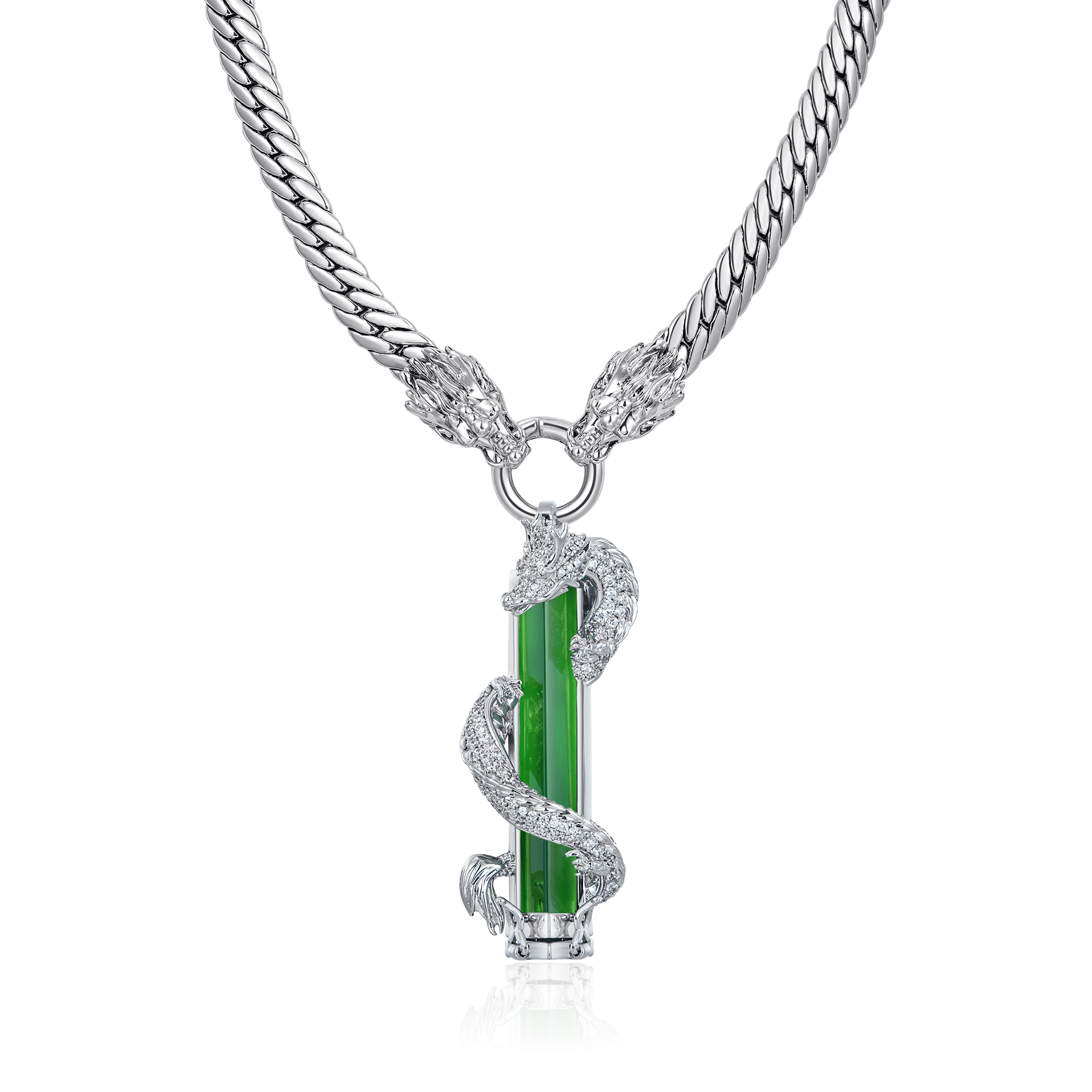 WONG Ⅱ Iced Out Jade Column Pendant