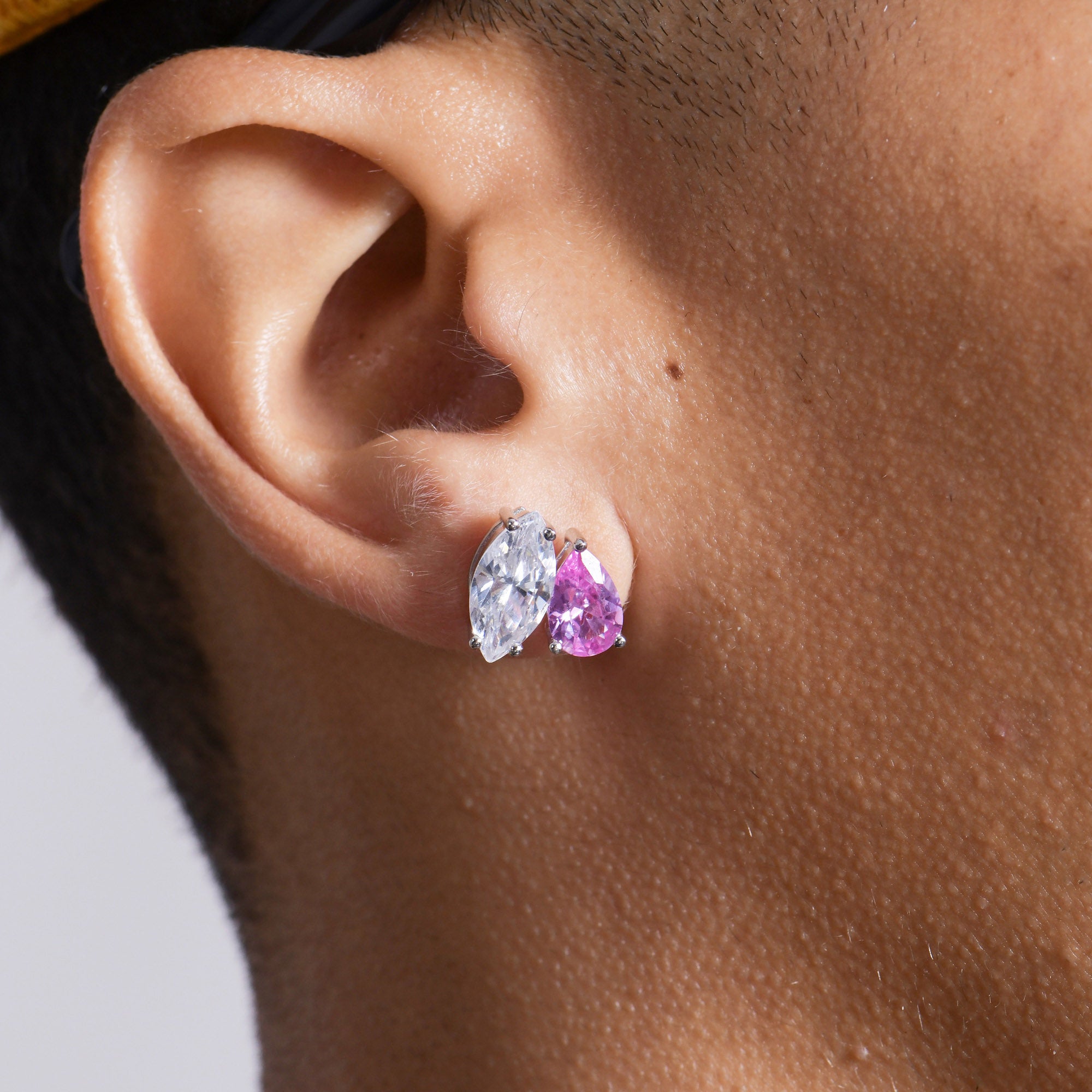 Moissanite S925 Toi et Moi Stud Earrings – Marquise & Pear