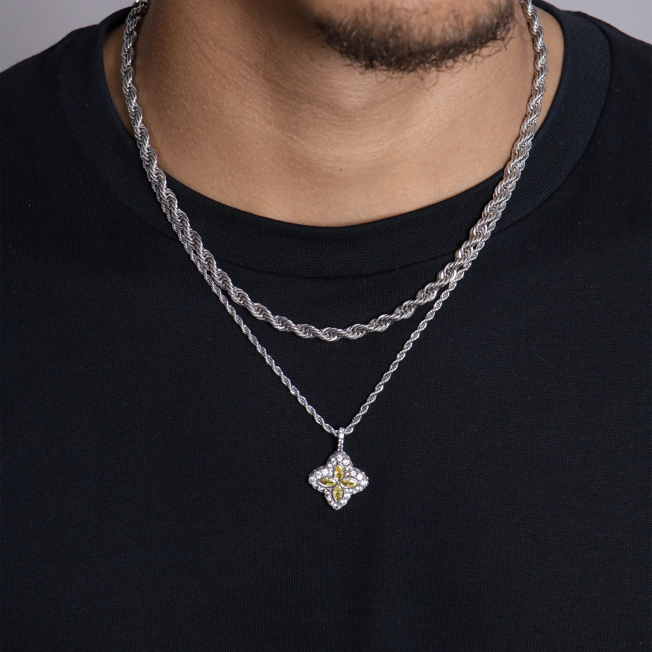 Moissanite Luminous Clover Pendant - Yellow Diamond