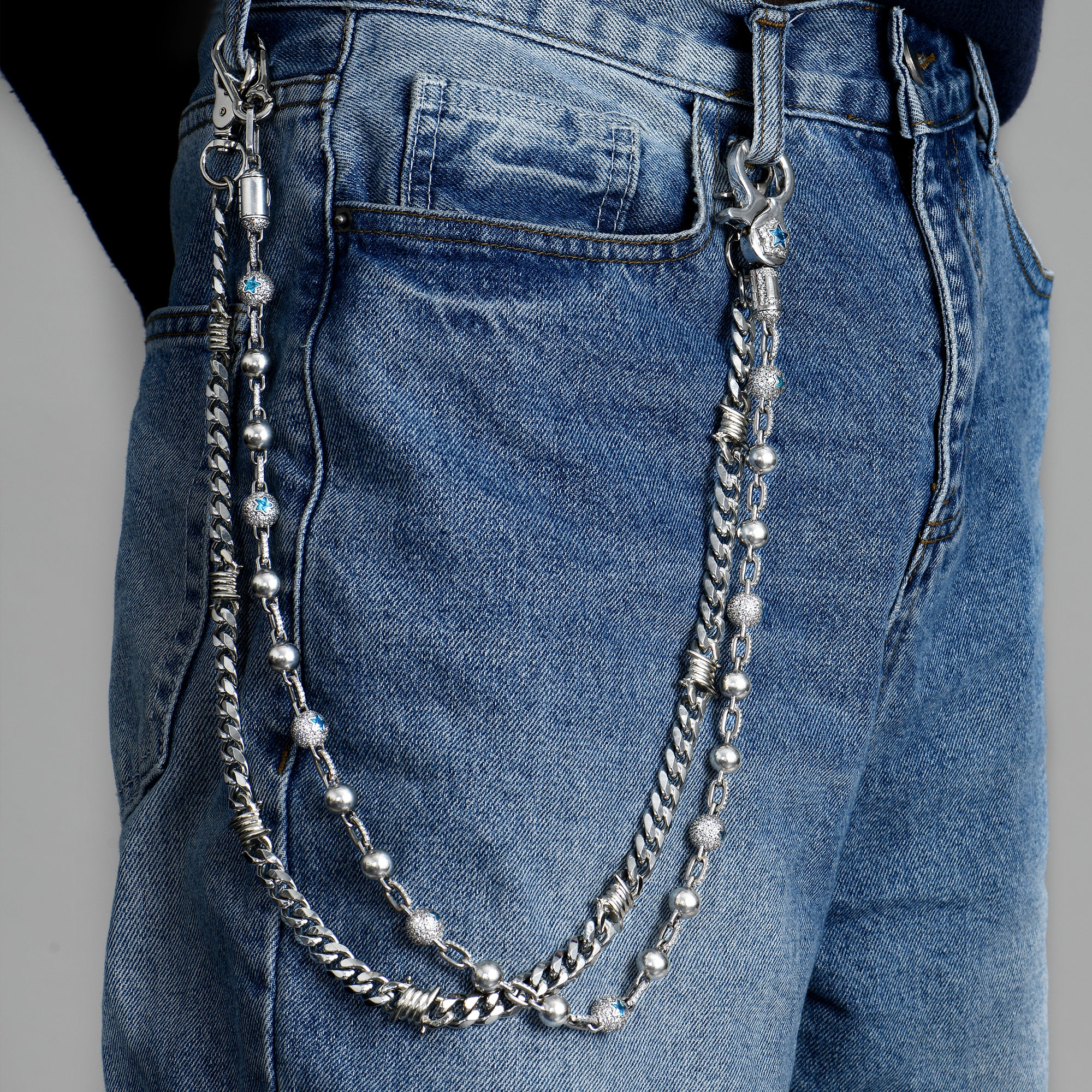 LaFlare Ball & Thorned Cuban Wallet Chain Bundle