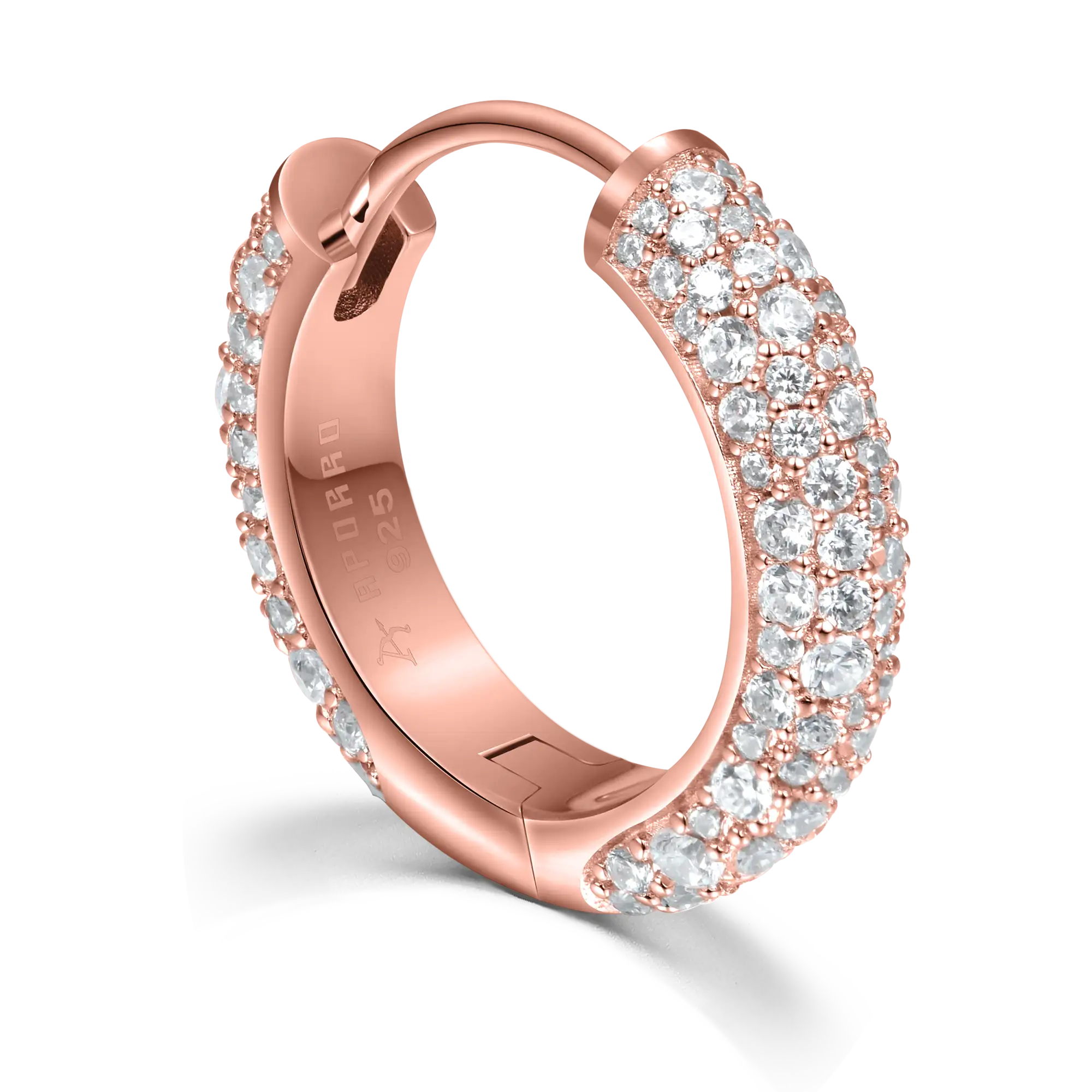 S925 Round Paved Hoop Earring - Medium