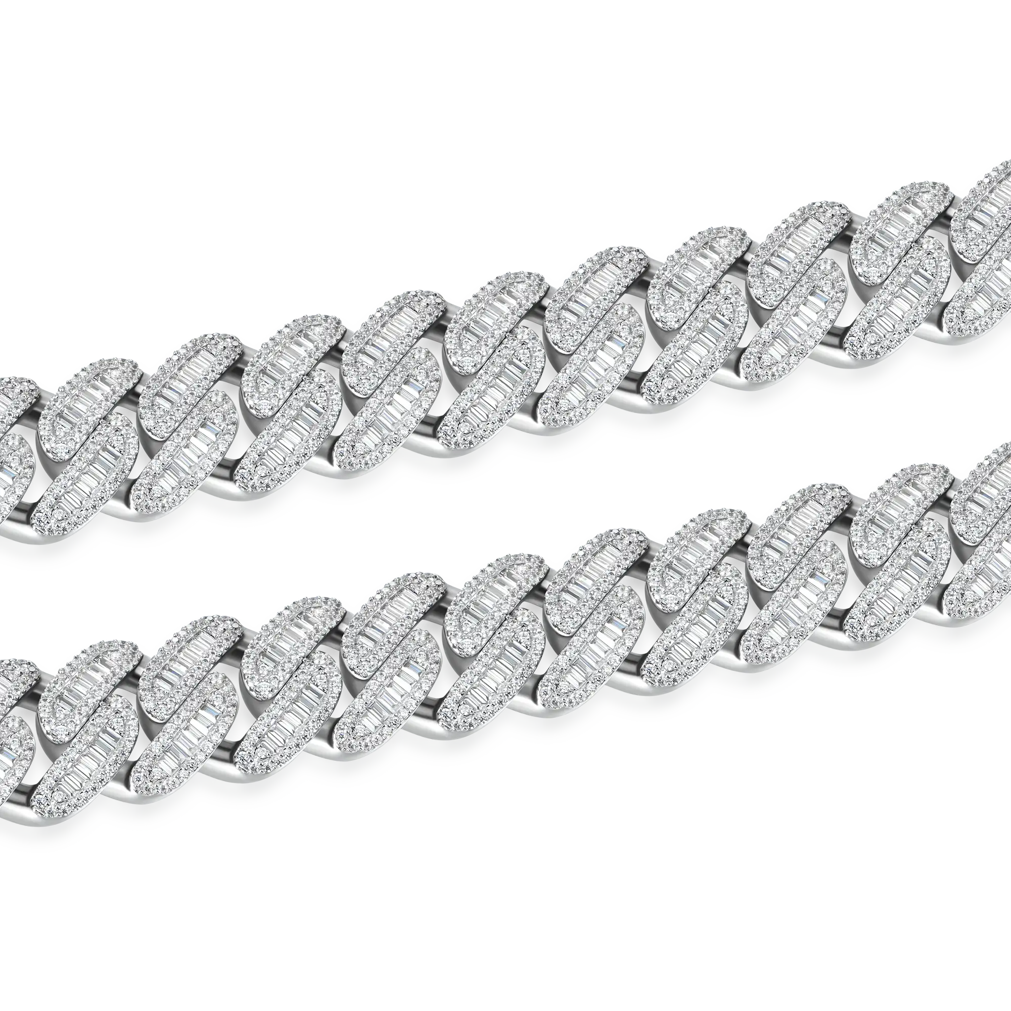 Halo Baguette Cut Cuban Link Chain