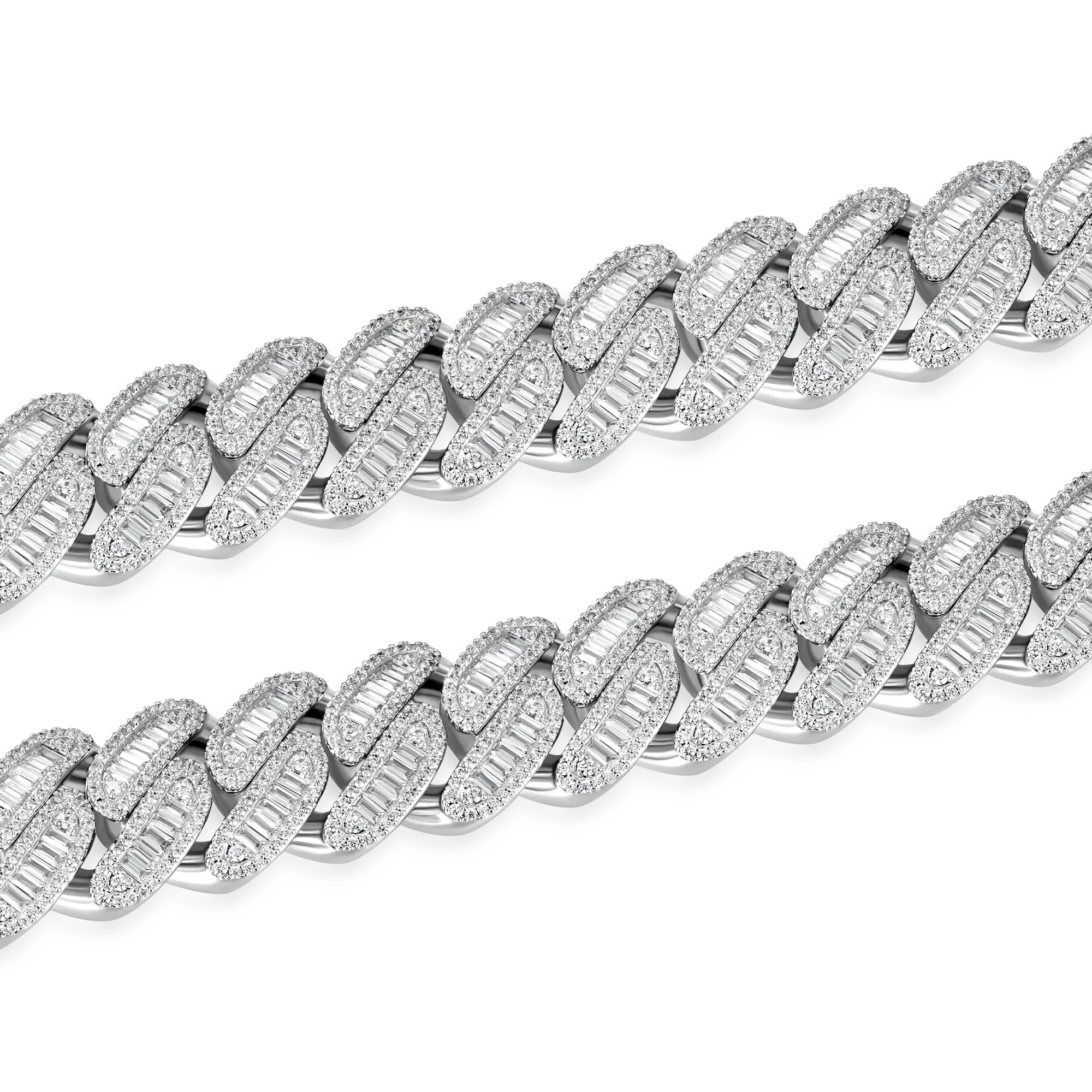 Halo Baguette Cut Cuban Link Chain