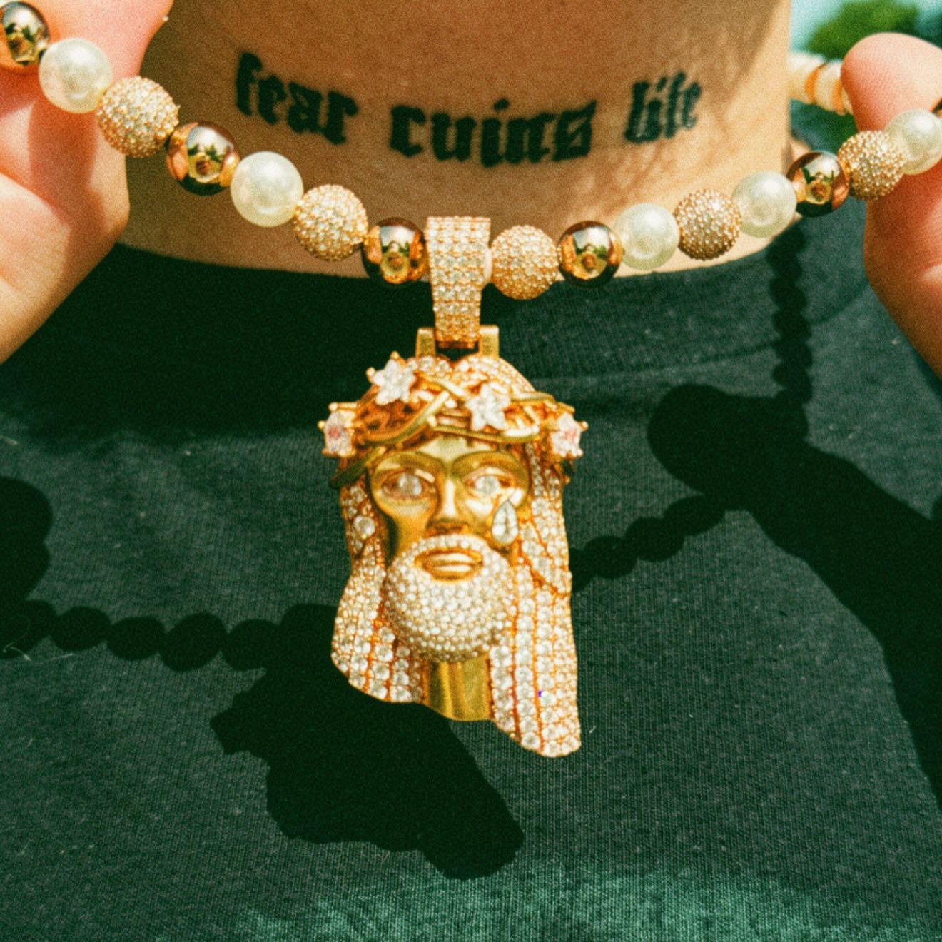 Rose Gold Stellar Jesus Pendant - Large