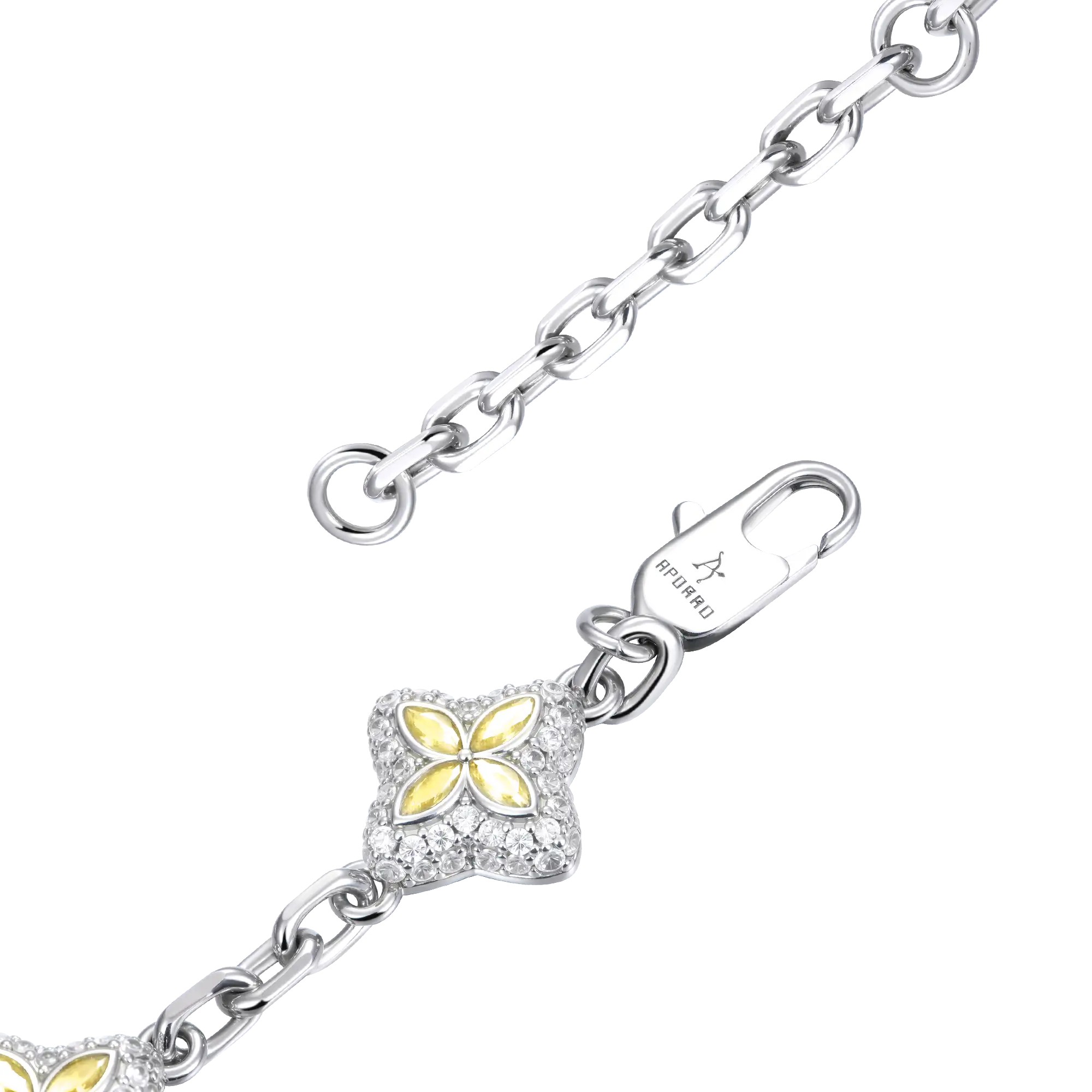Iced Luminous Clover Adjustable Bracelet - Yellow Diamond