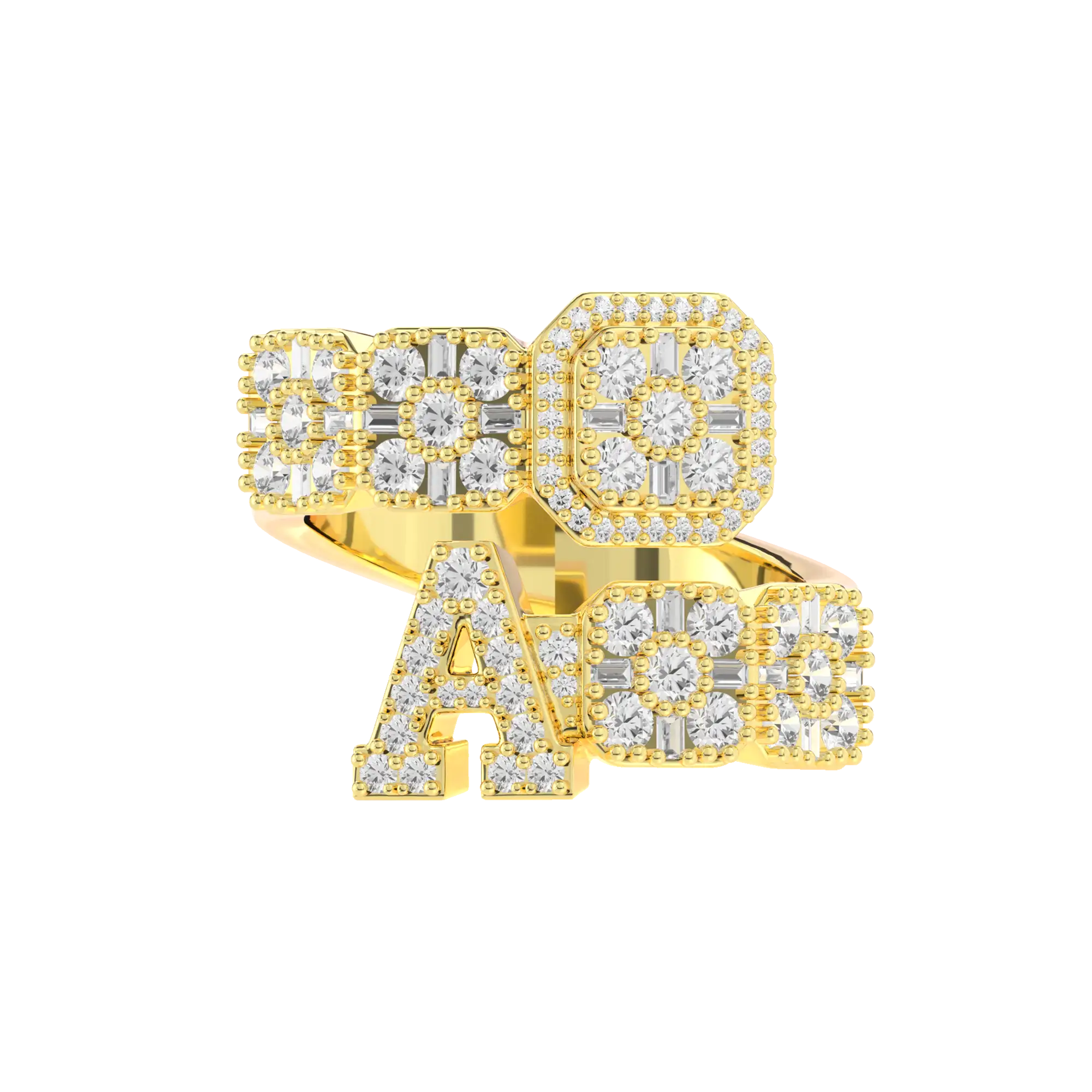 Custom Baguette Cut Mix Letter Ring