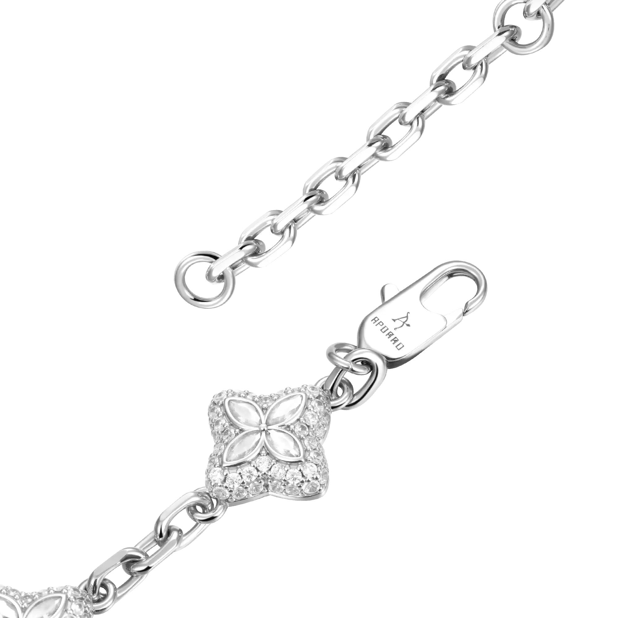 Iced Luminous Clover Adjustable Bracelet - White Diamond