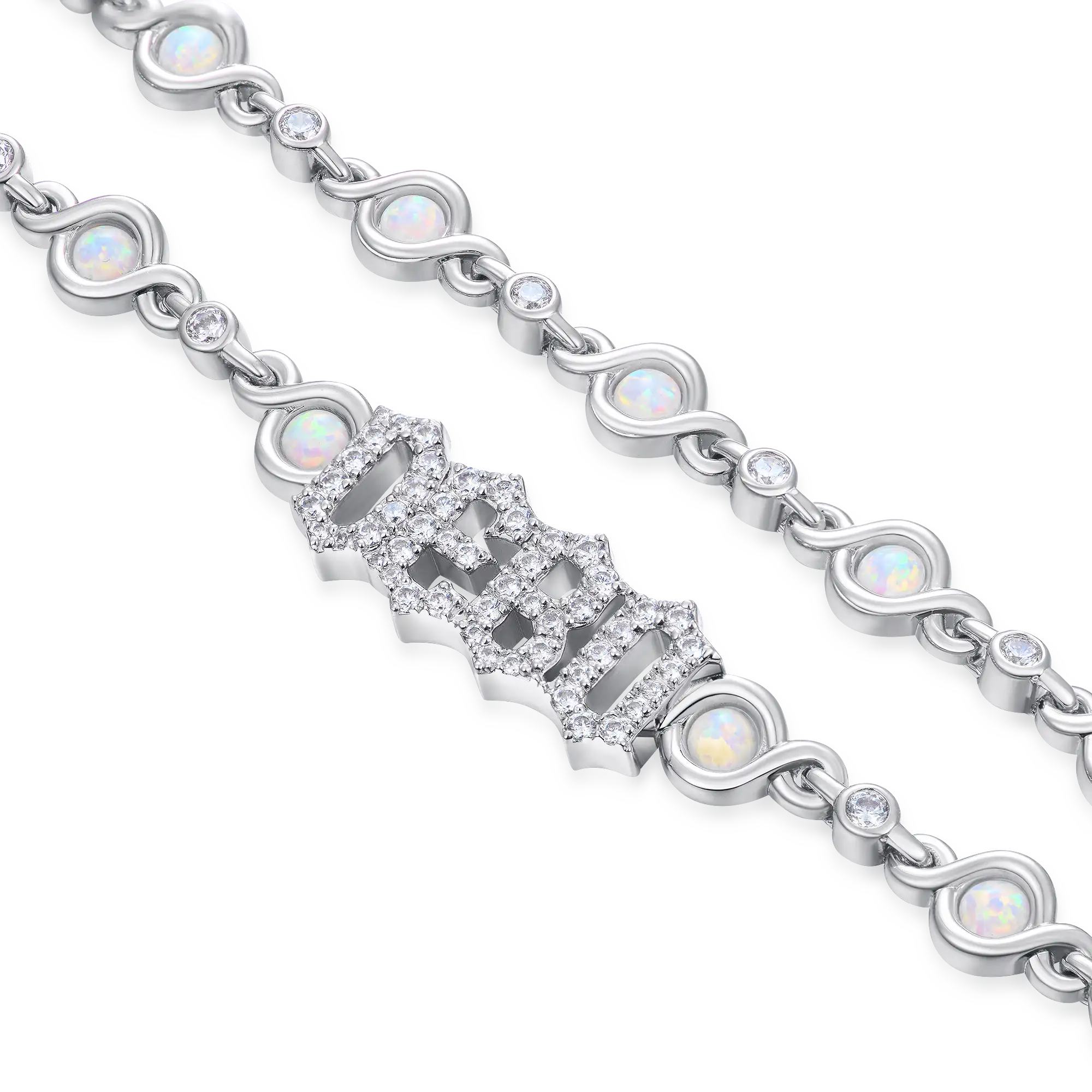 Gothic Font Opal Custom Necklace - 5mm