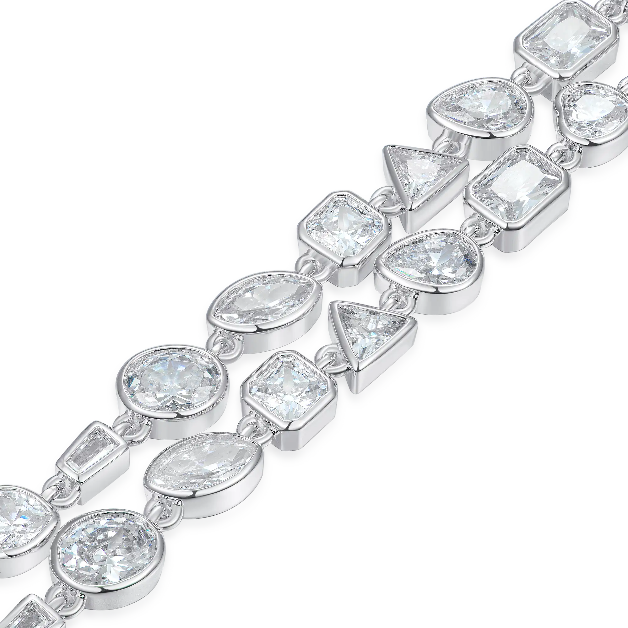 Women's Mixed Shape Gemstone Bezel Chain - 6mm