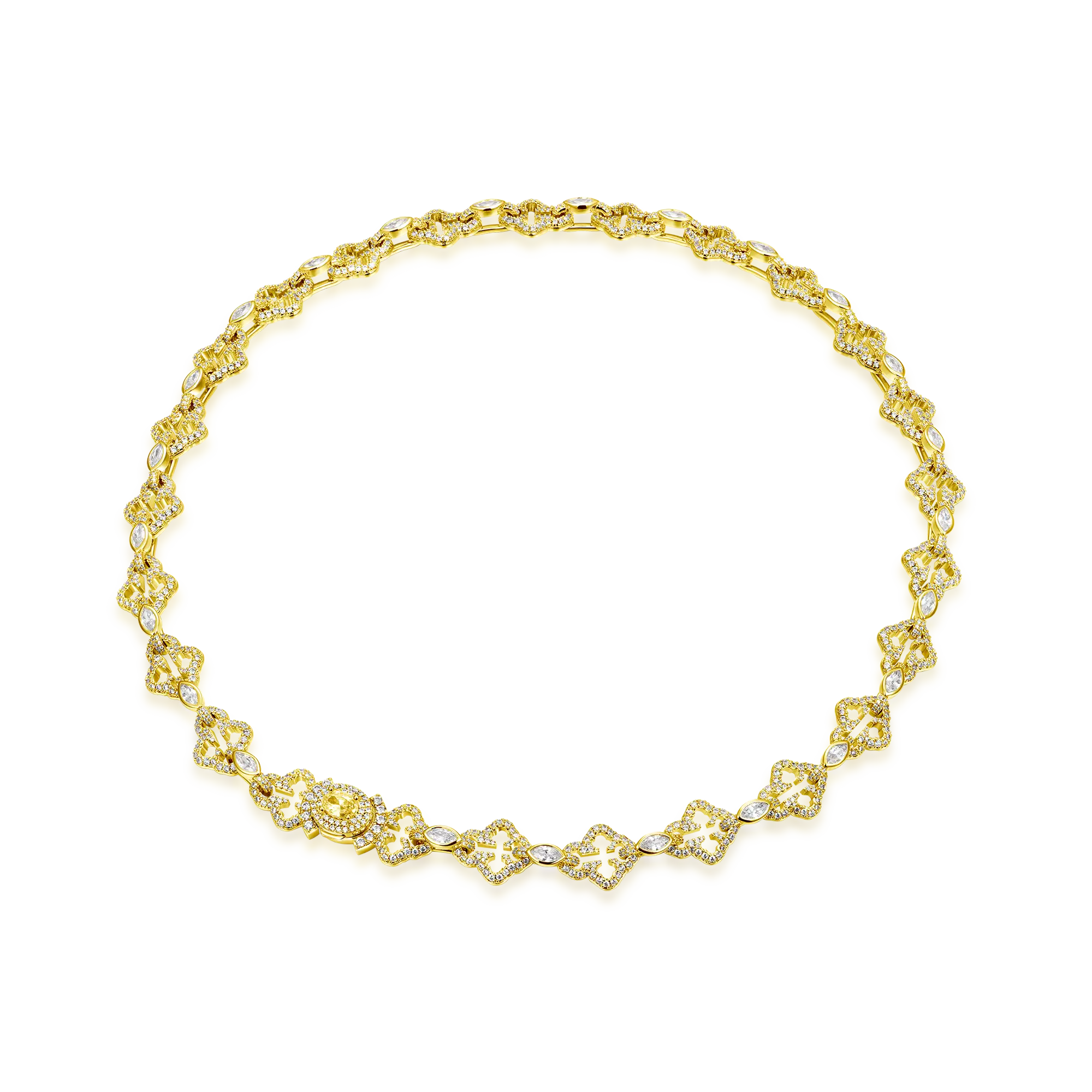 Marquise Cut Mix Bottoni Cross Link Chain - 12mm