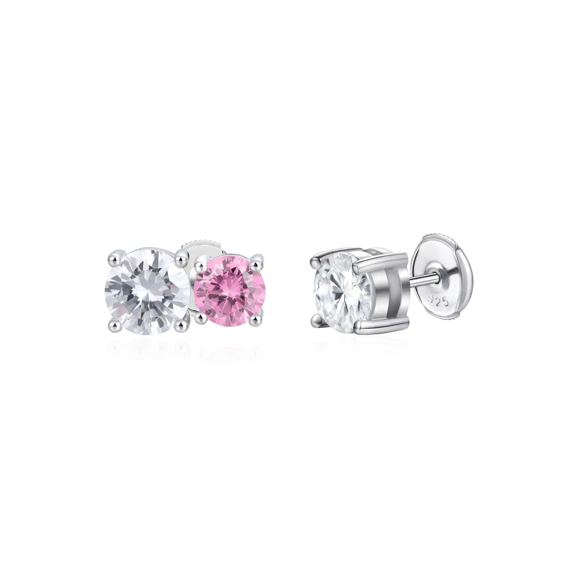 Moissanite S925 Toi et Moi & Round Cut Stud Earring Set