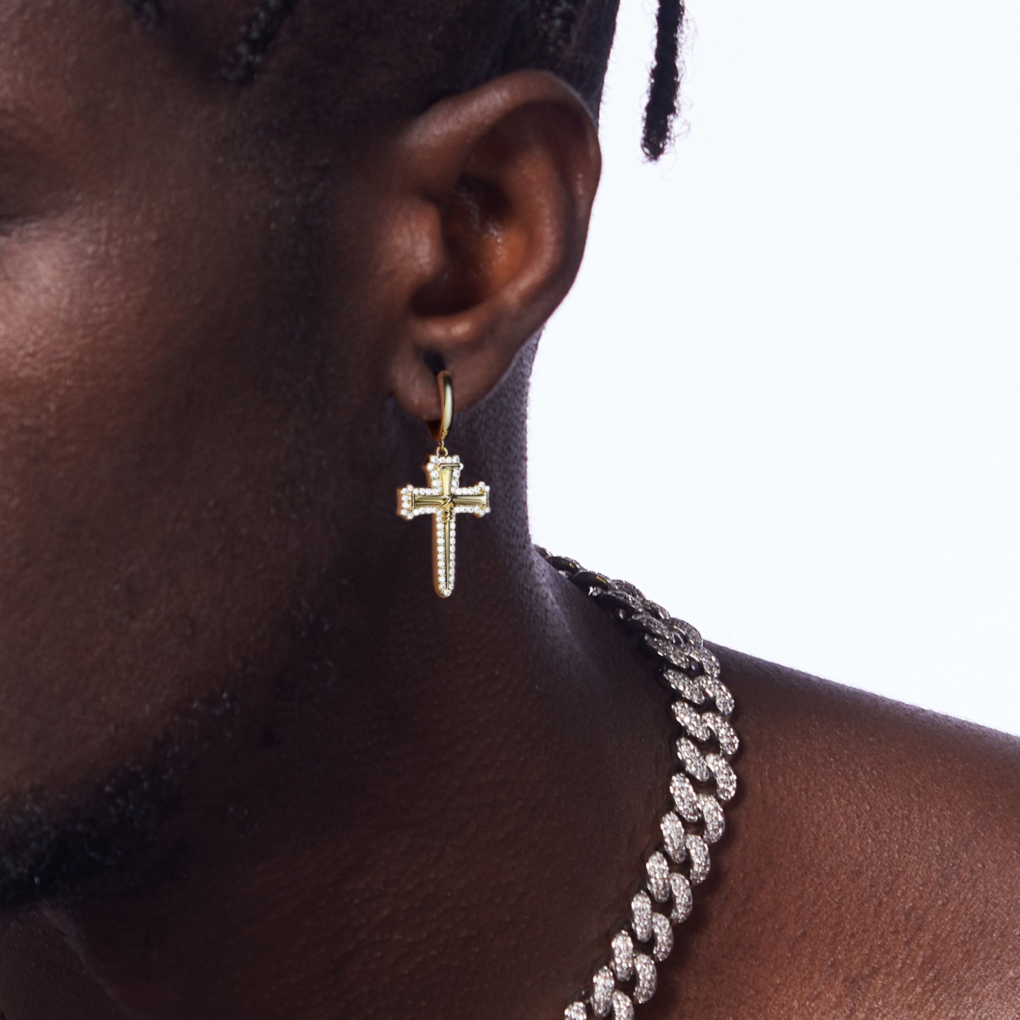 Nail Cross Dangly Earring