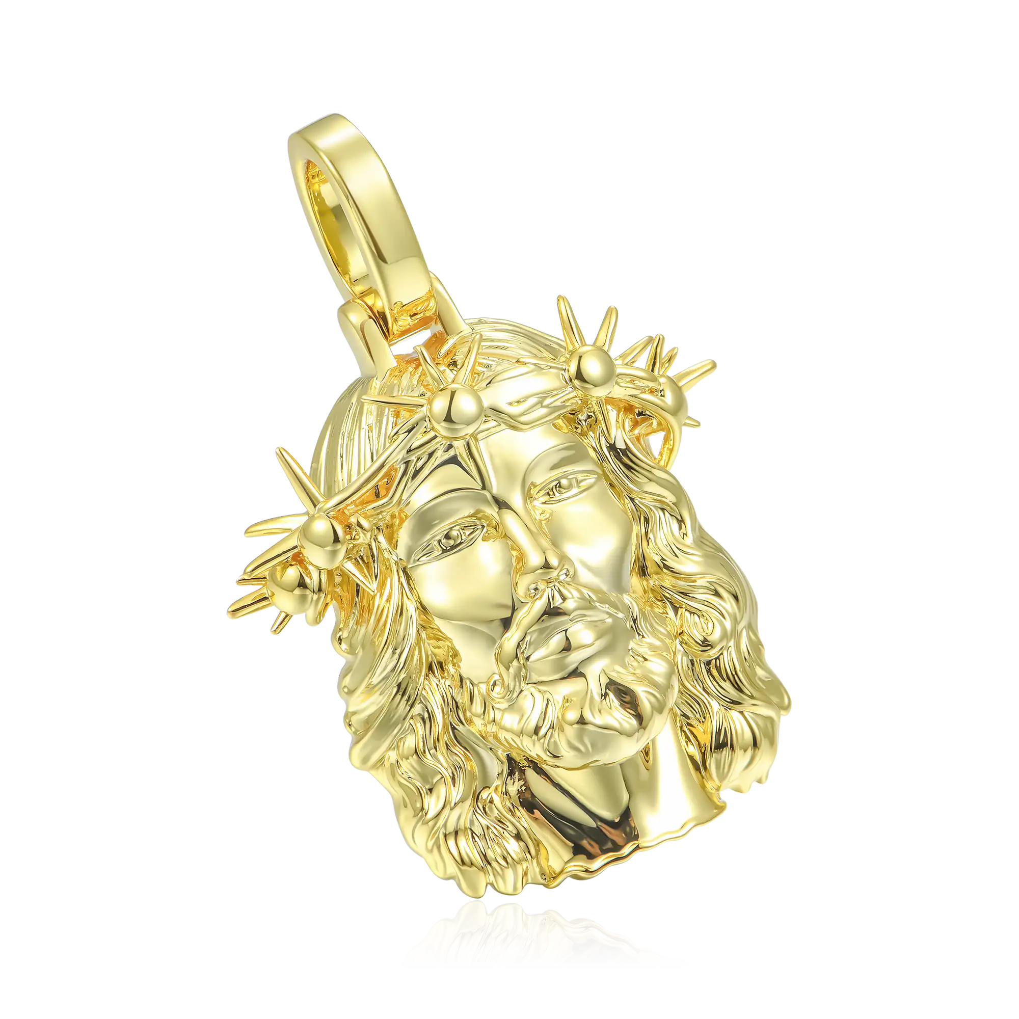 Women's Jesus Piece Plain Gold Pendant - Micro