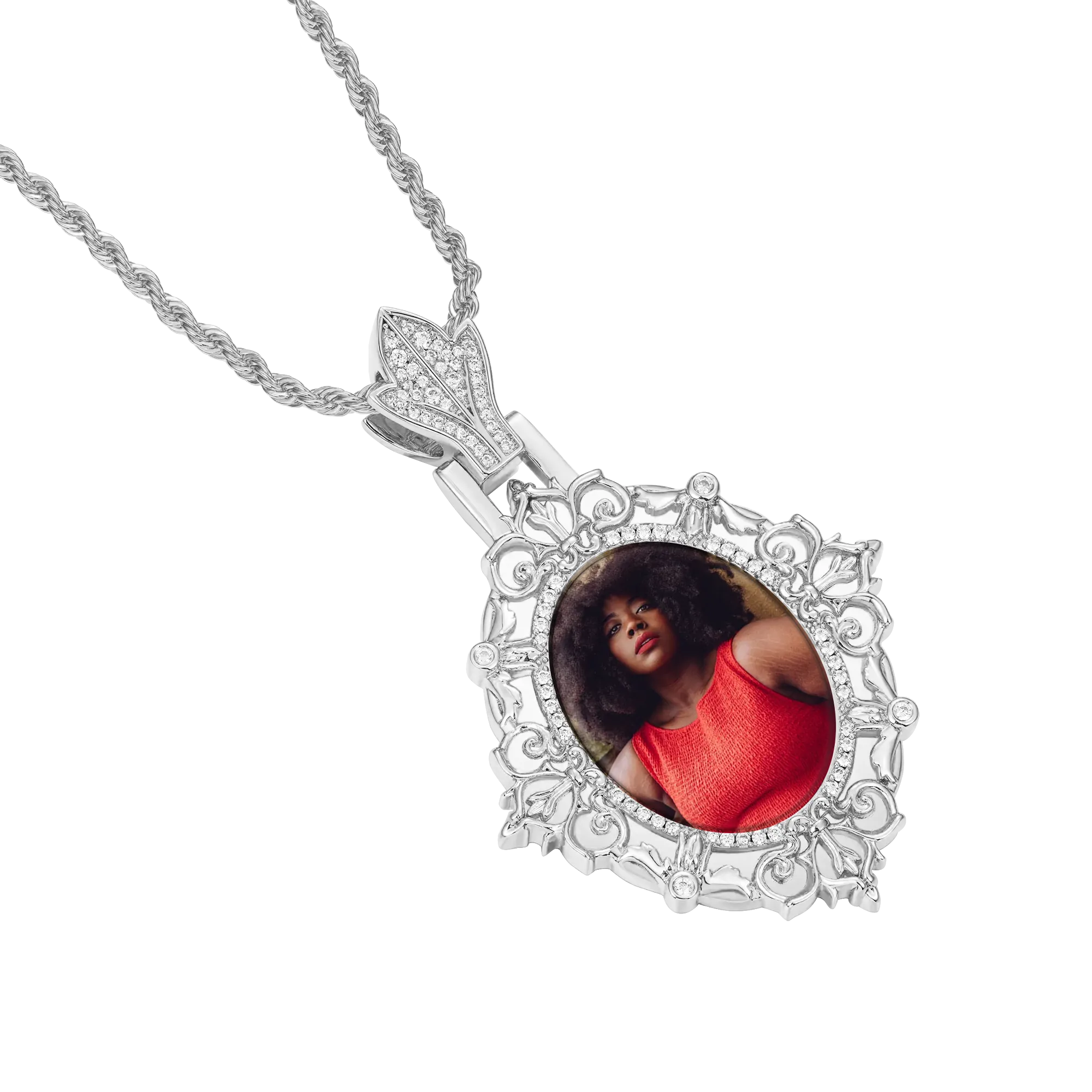 Custom Greek Pattern Vintage Oval Photo Pendant