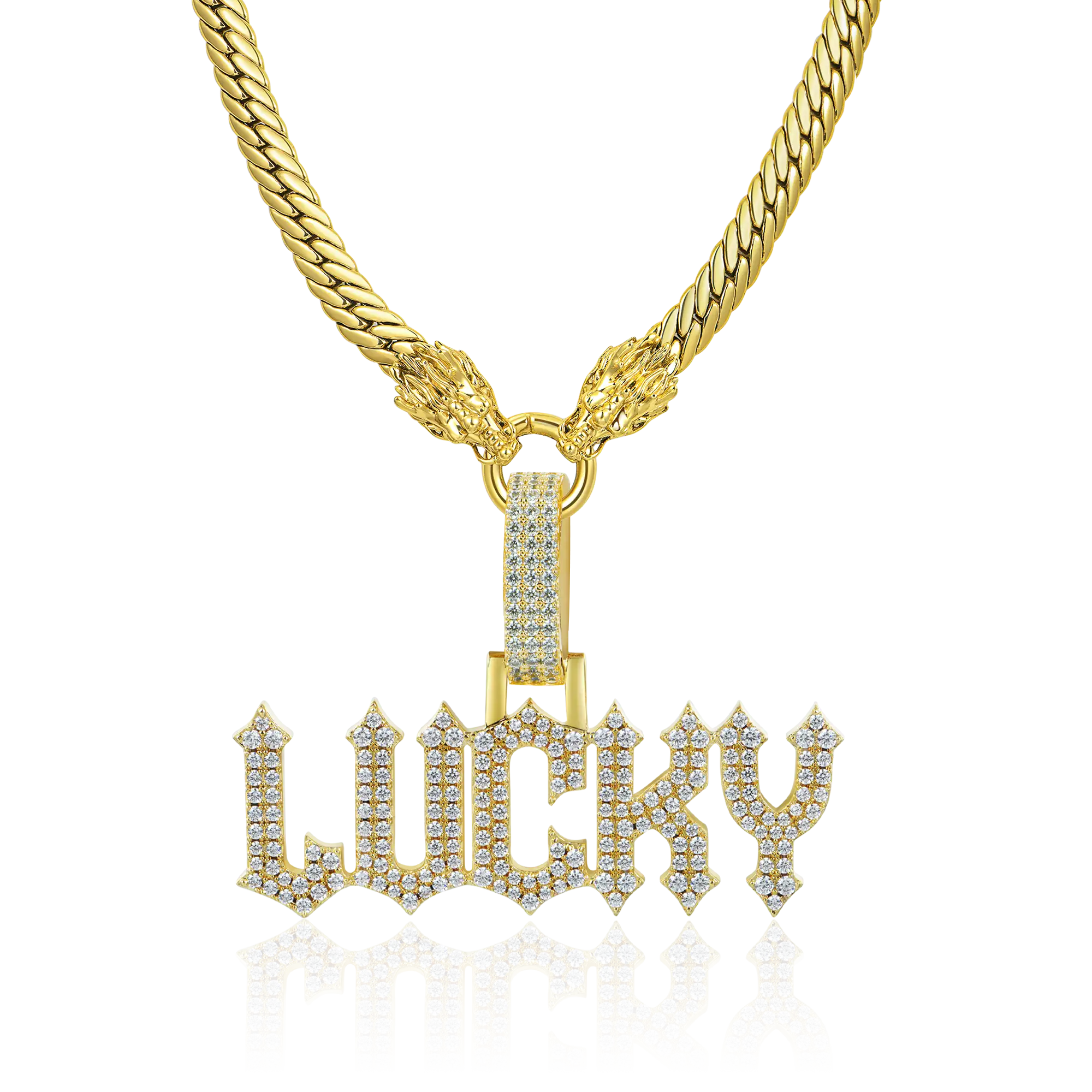 WONG Double Dragon Miami Cuban Chain + Custom Pendant Bundle