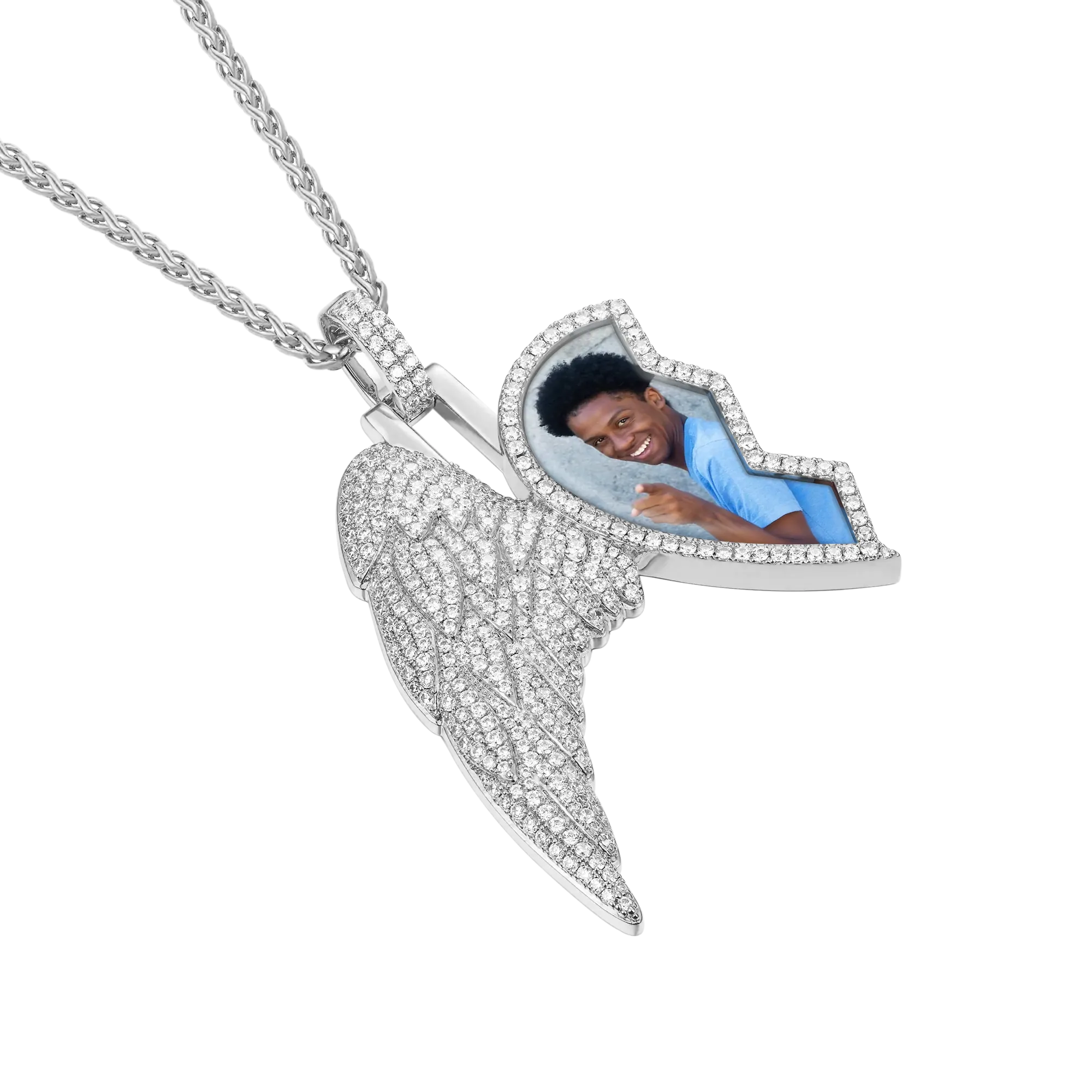 Custom Split Heart Pendant with Left Wing