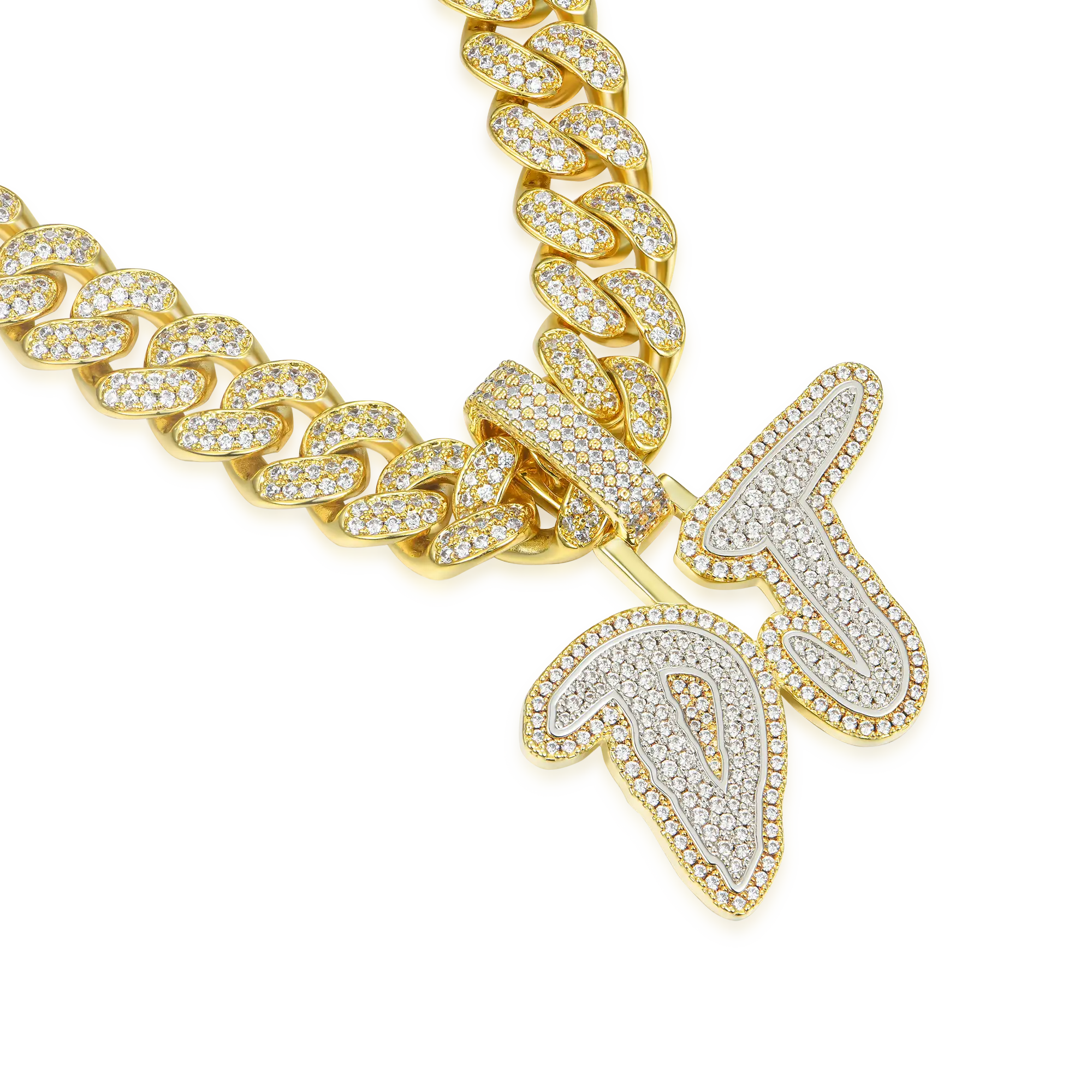 Custom Moissanite Double Layers Coke Boys Gold Font Name Pendant