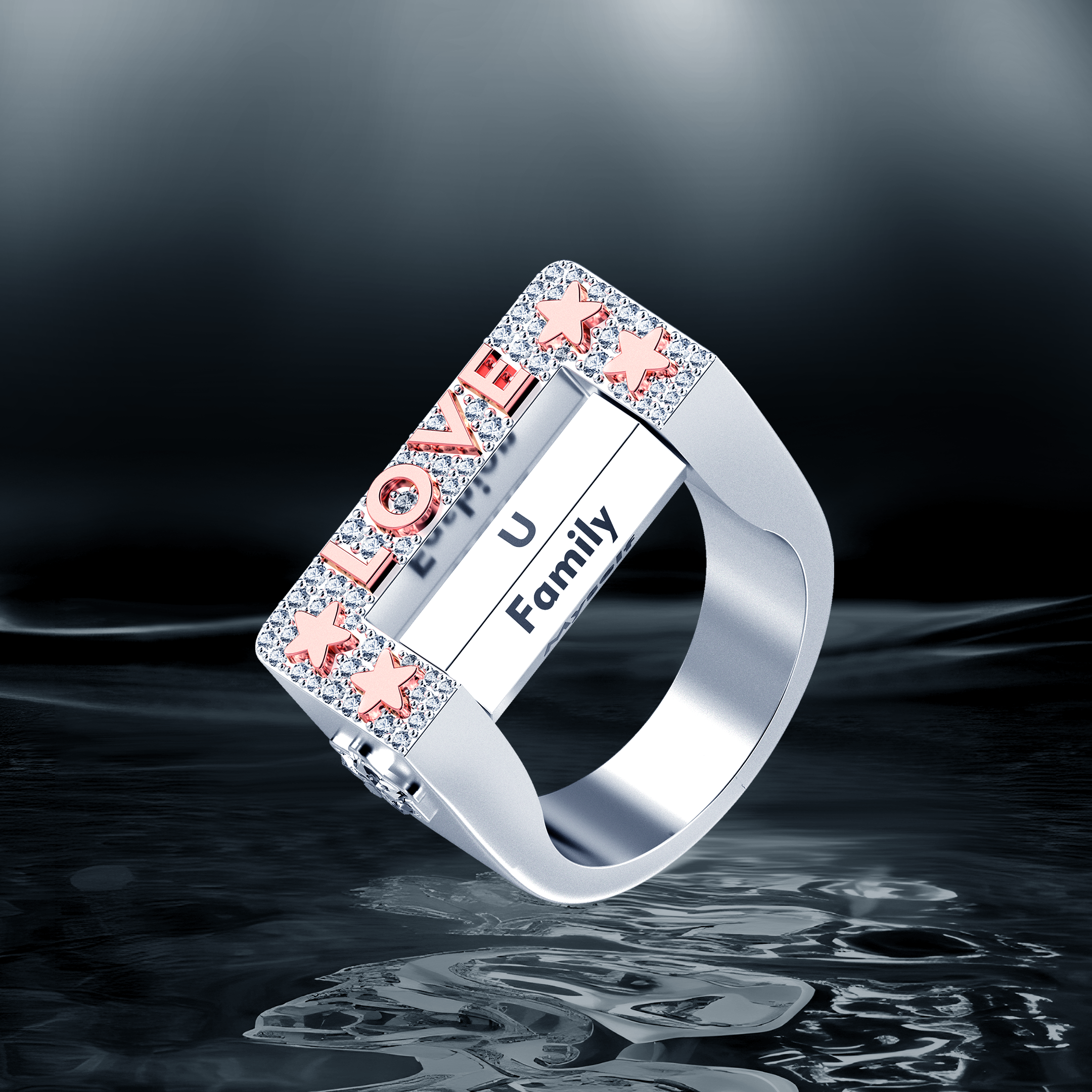 Custom "Love" 6-Sided Spinning Ring