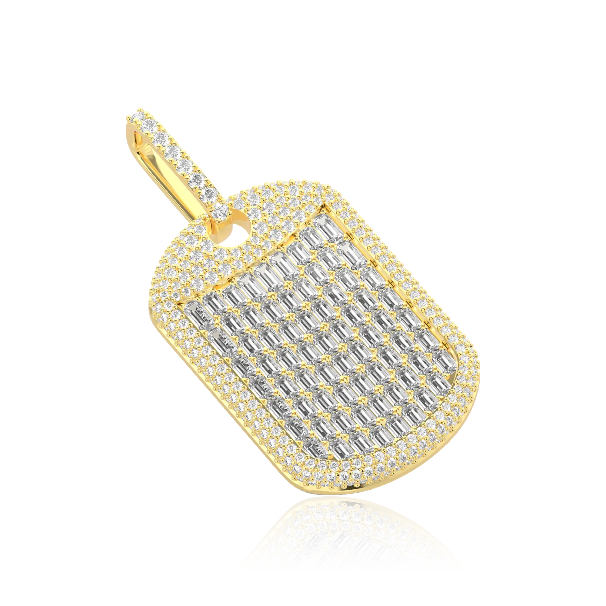 Custom Iced Out Baguette Cut Dog Tag Pendant