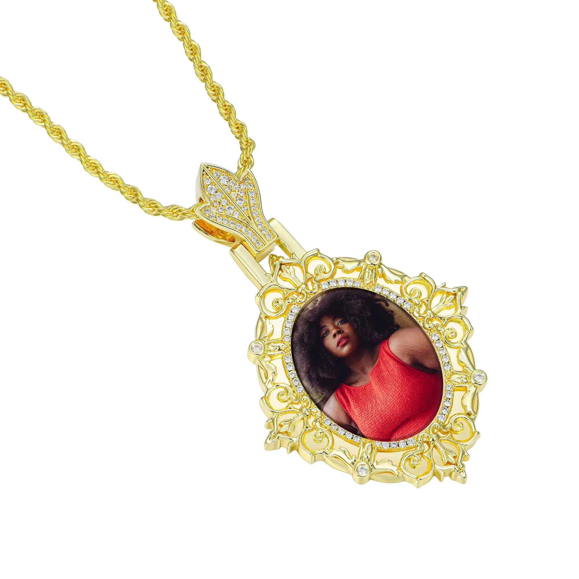 Custom Greek Pattern Vintage Oval Photo Pendant