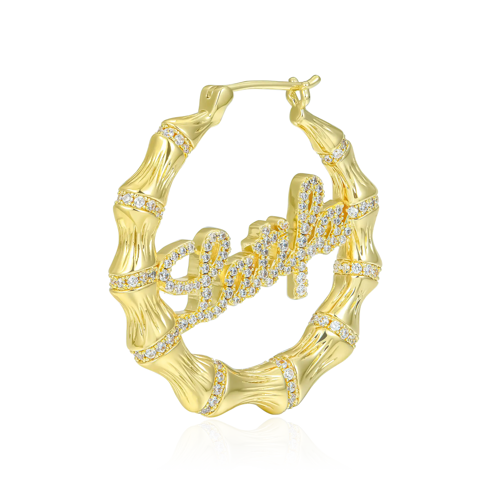 Custom Name Bamboo Joint Hoop Earring