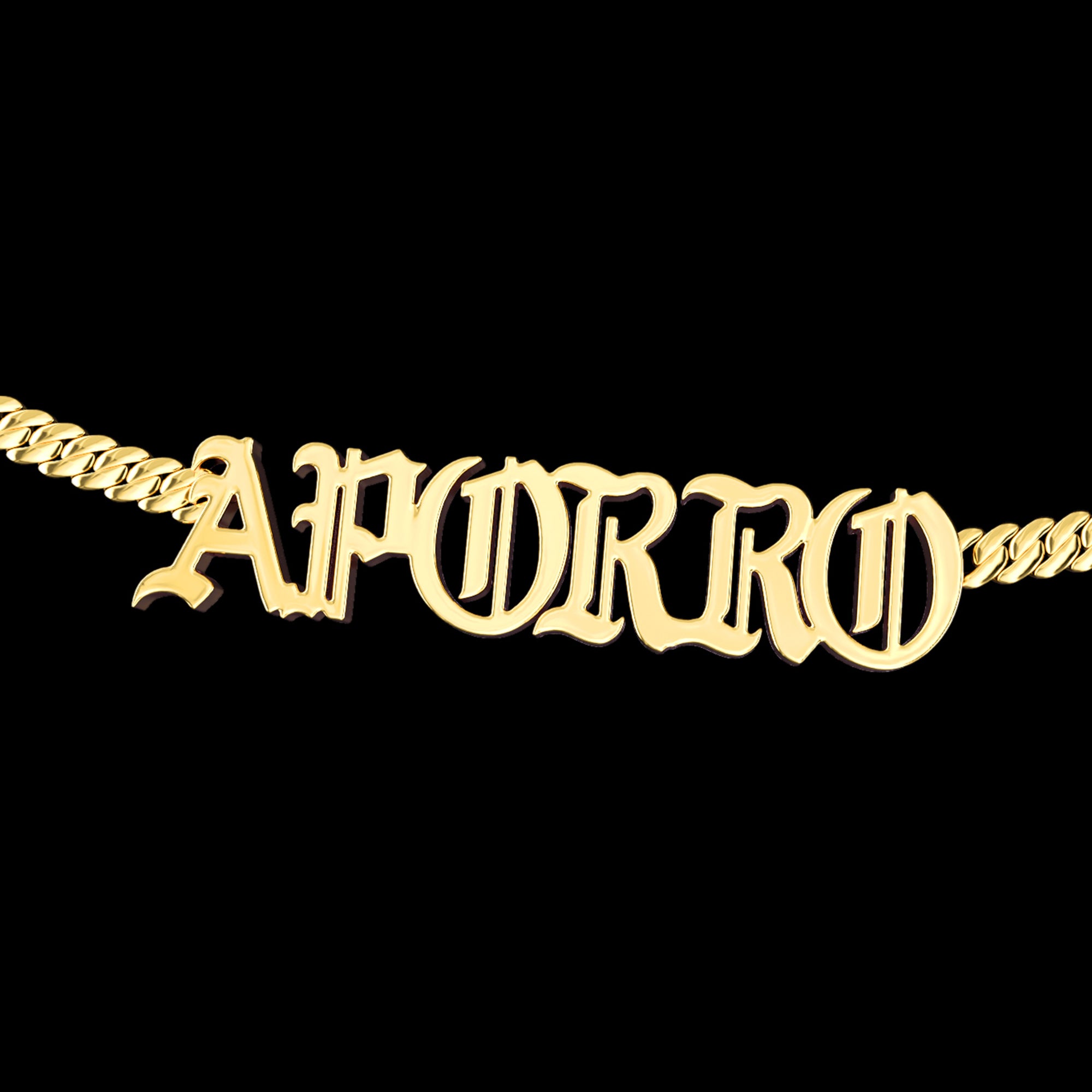 Custom 14K Gold Old English Letter/Number Miami Cuban Chain