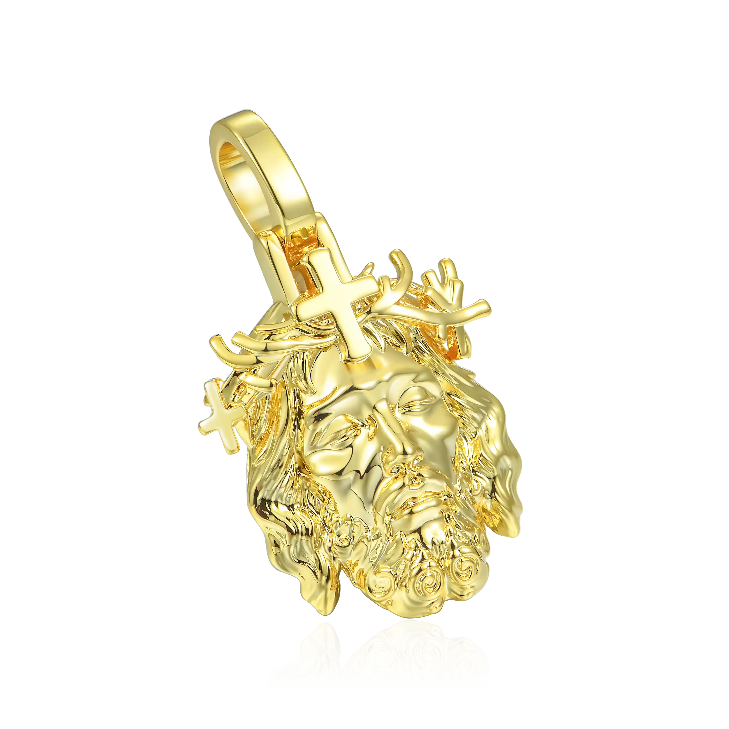 Women's Jesus Piece Plain Gold Pendant - Micro