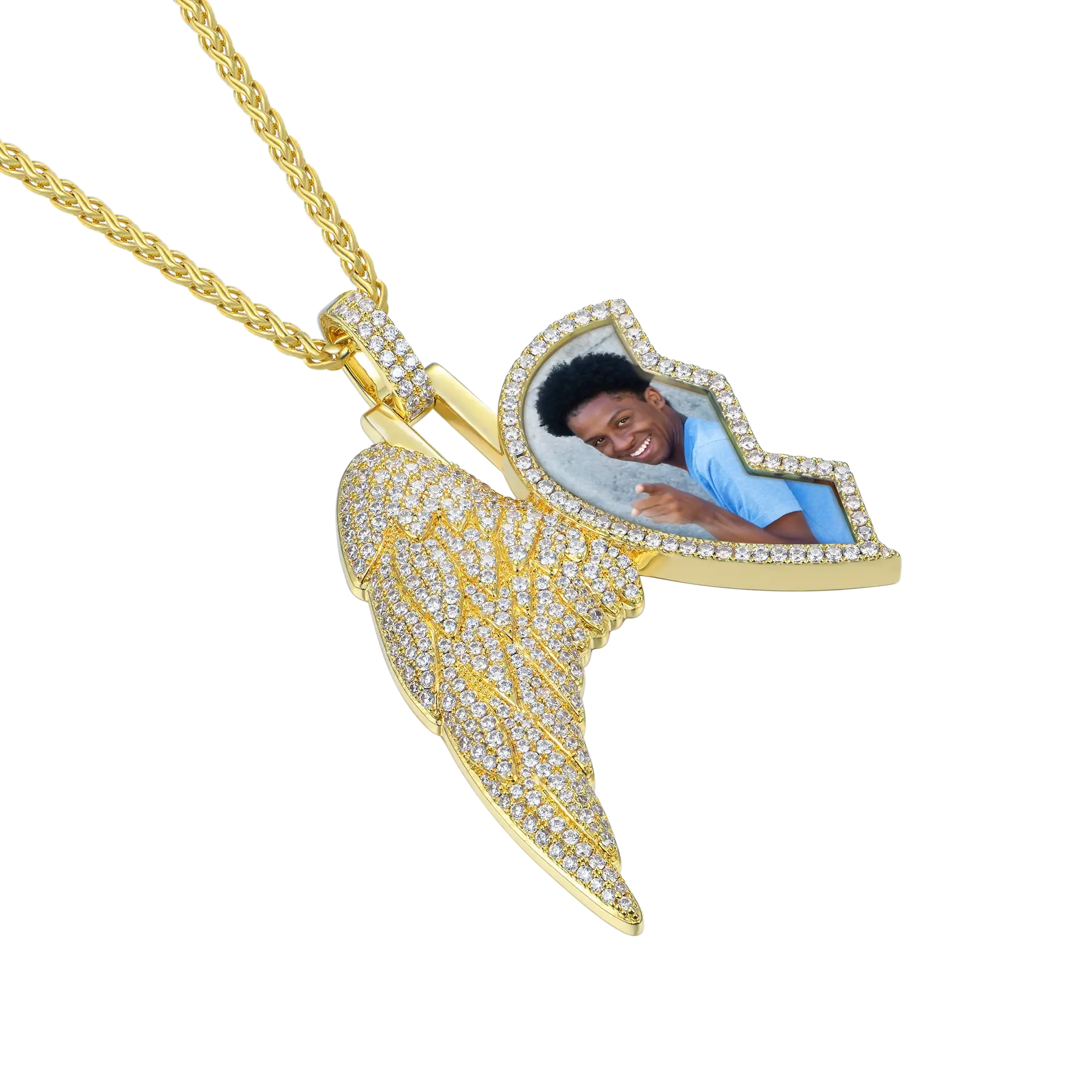 Custom Split Heart Pendant with Left Wing