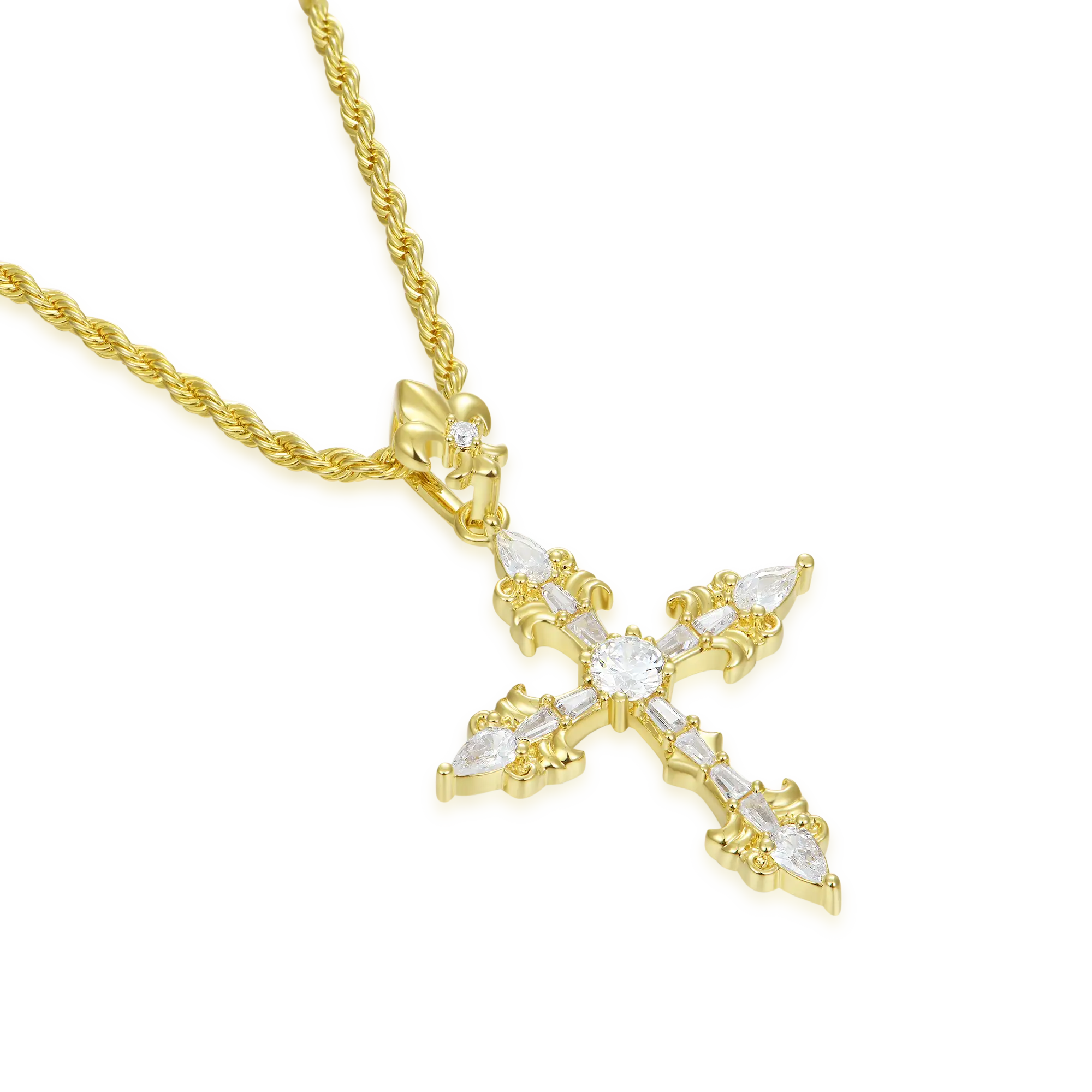 Fleur De Lis Cross Pendant