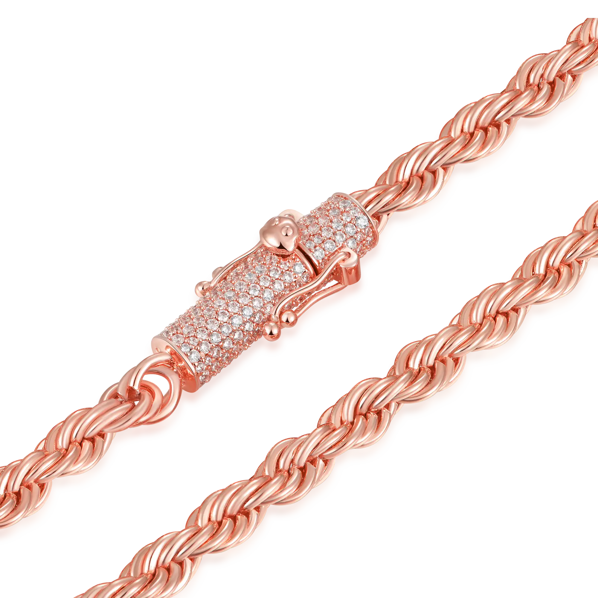 Women's Rope Chain With Iced Clasp - 6mm