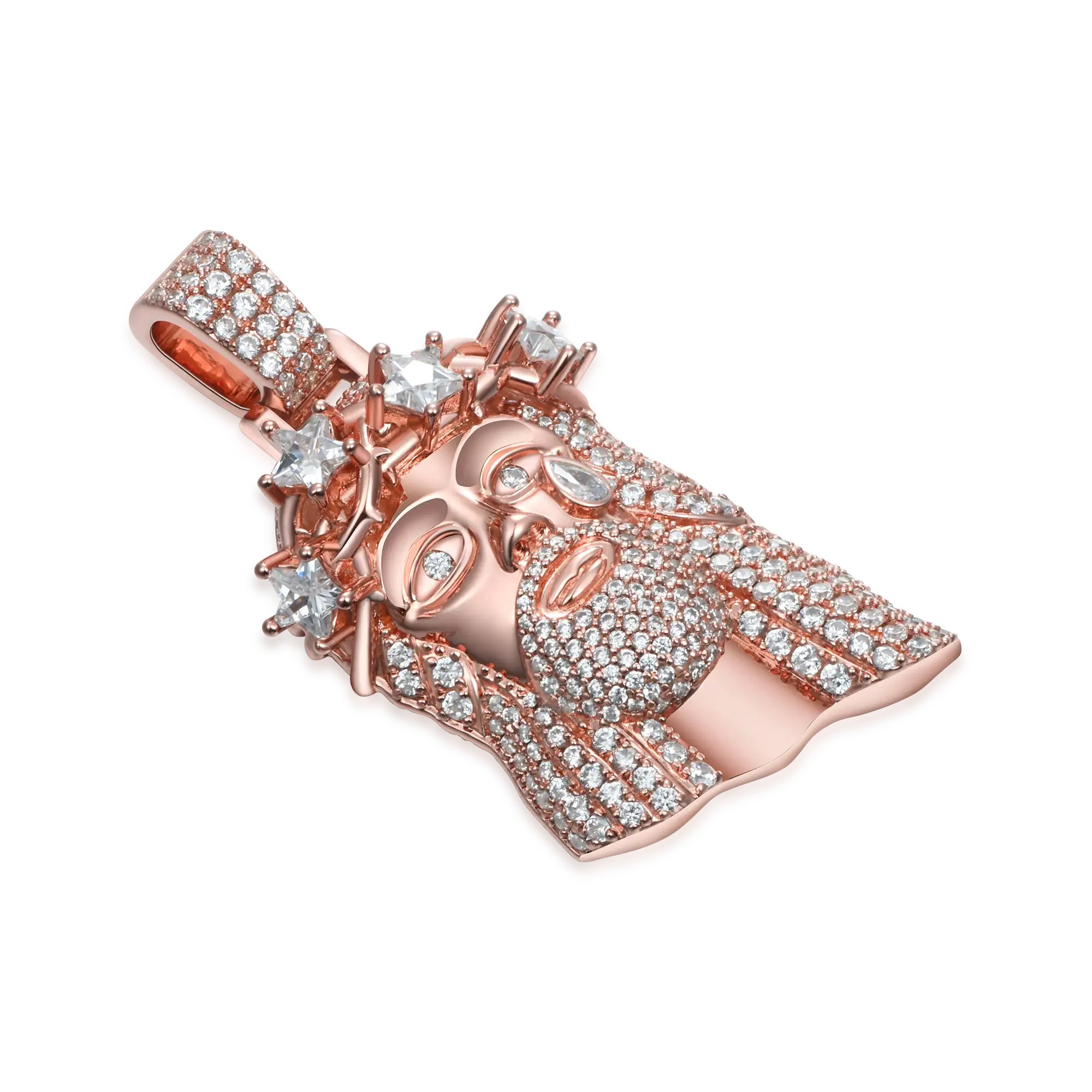 Women's Rose Gold Stellar Jesus Pendant - Small