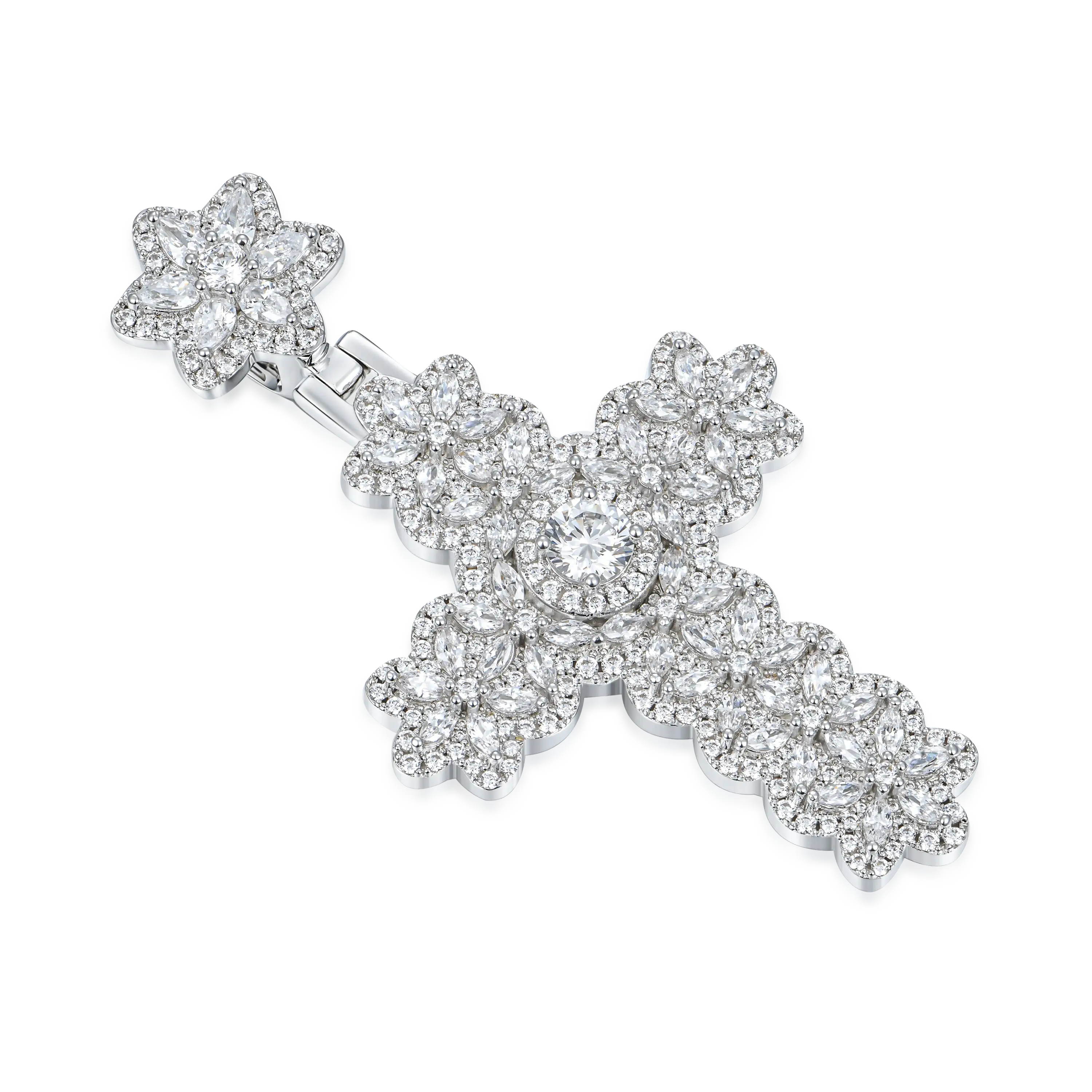 Marquise Flower Cross Pendant